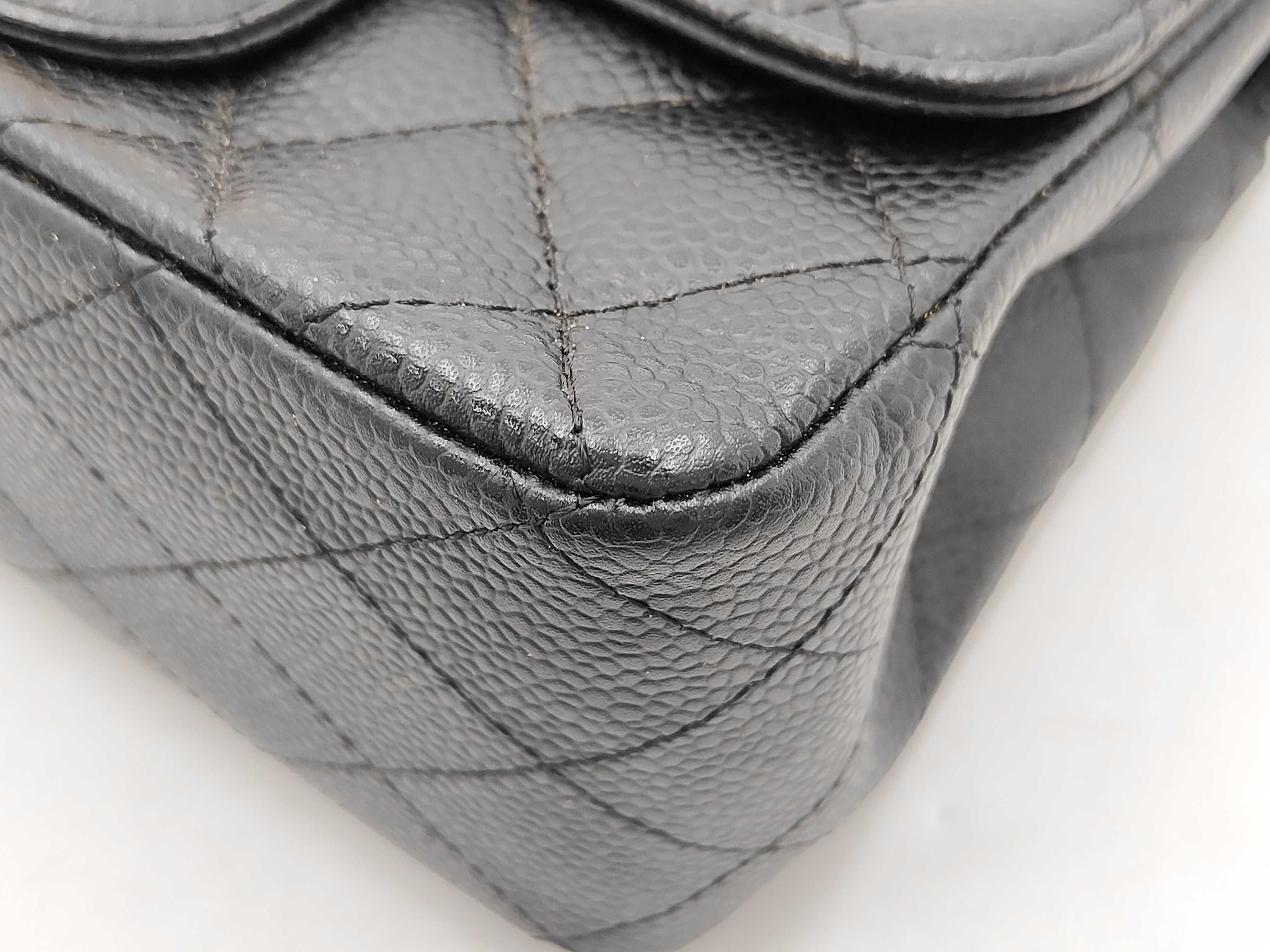 Mini Mat Caviar Skin Black Shoulder Bag (Serial Number 12, Model A35200) — view 3
