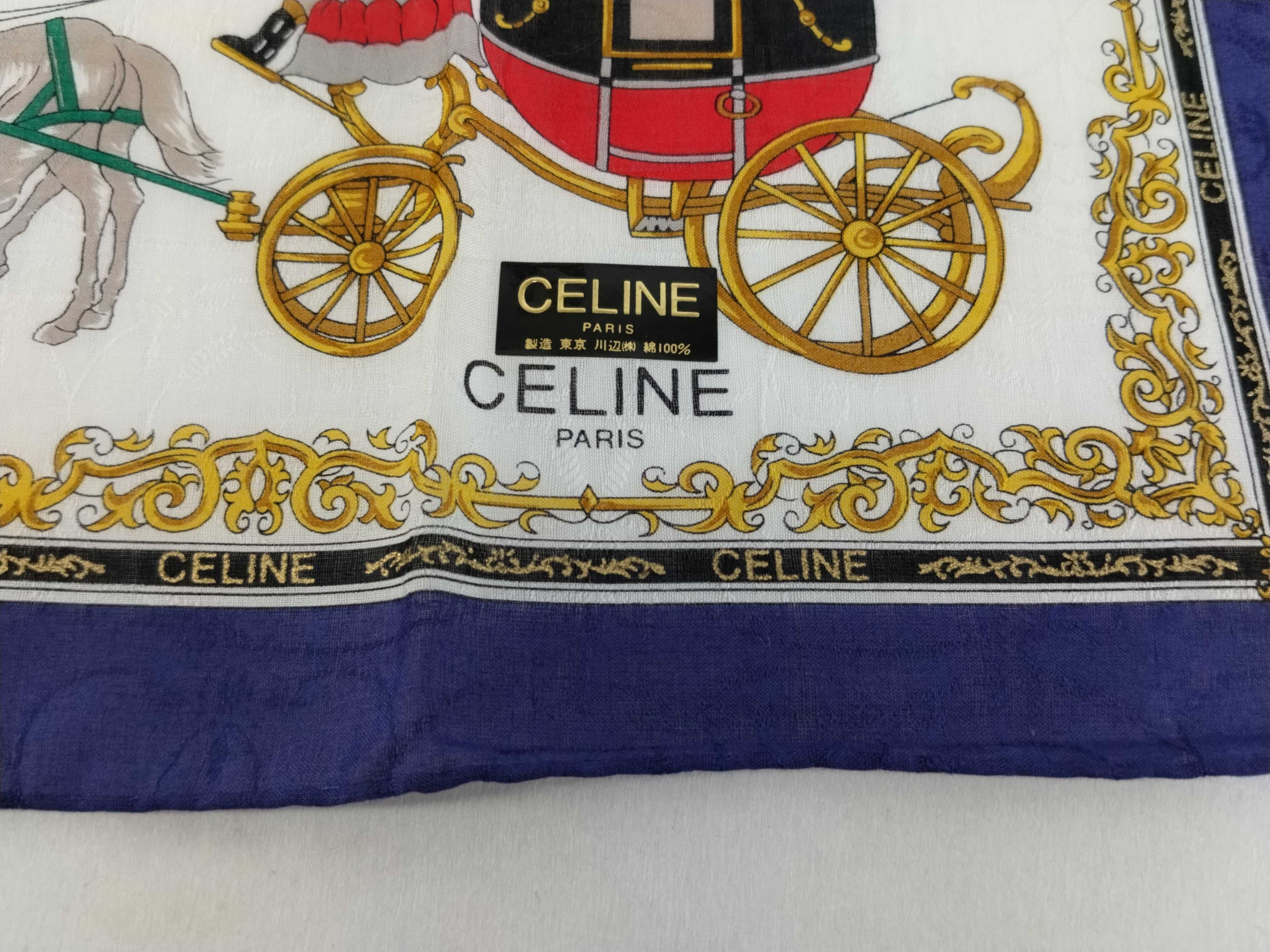 handkerchief scarf with sticker, logo, carriage pattern, baroque style, blue, and other accessories. — view 3