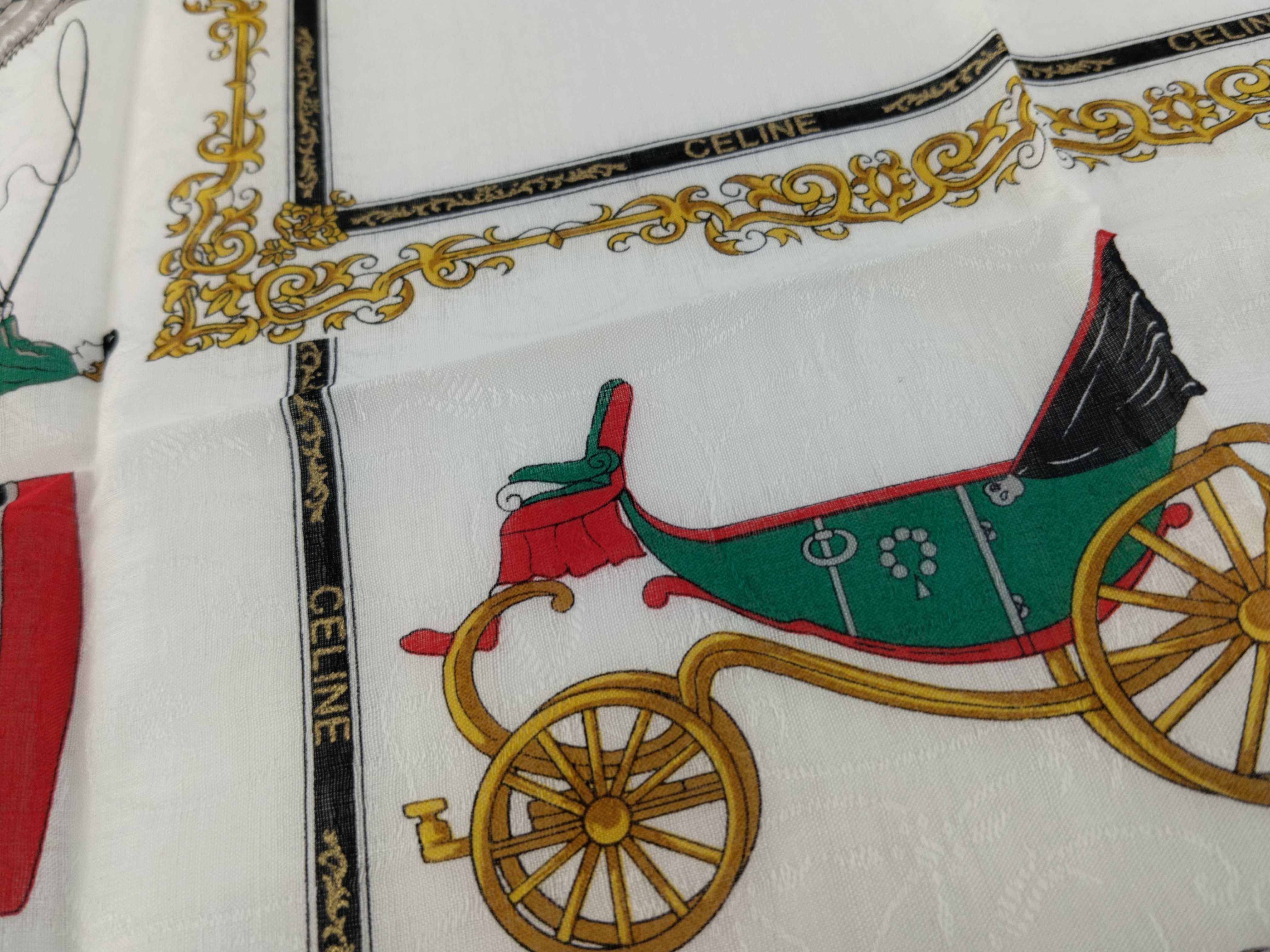 handkerchief scarf with sticker, logo, carriage pattern, baroque style, blue, and other accessories. — view 5