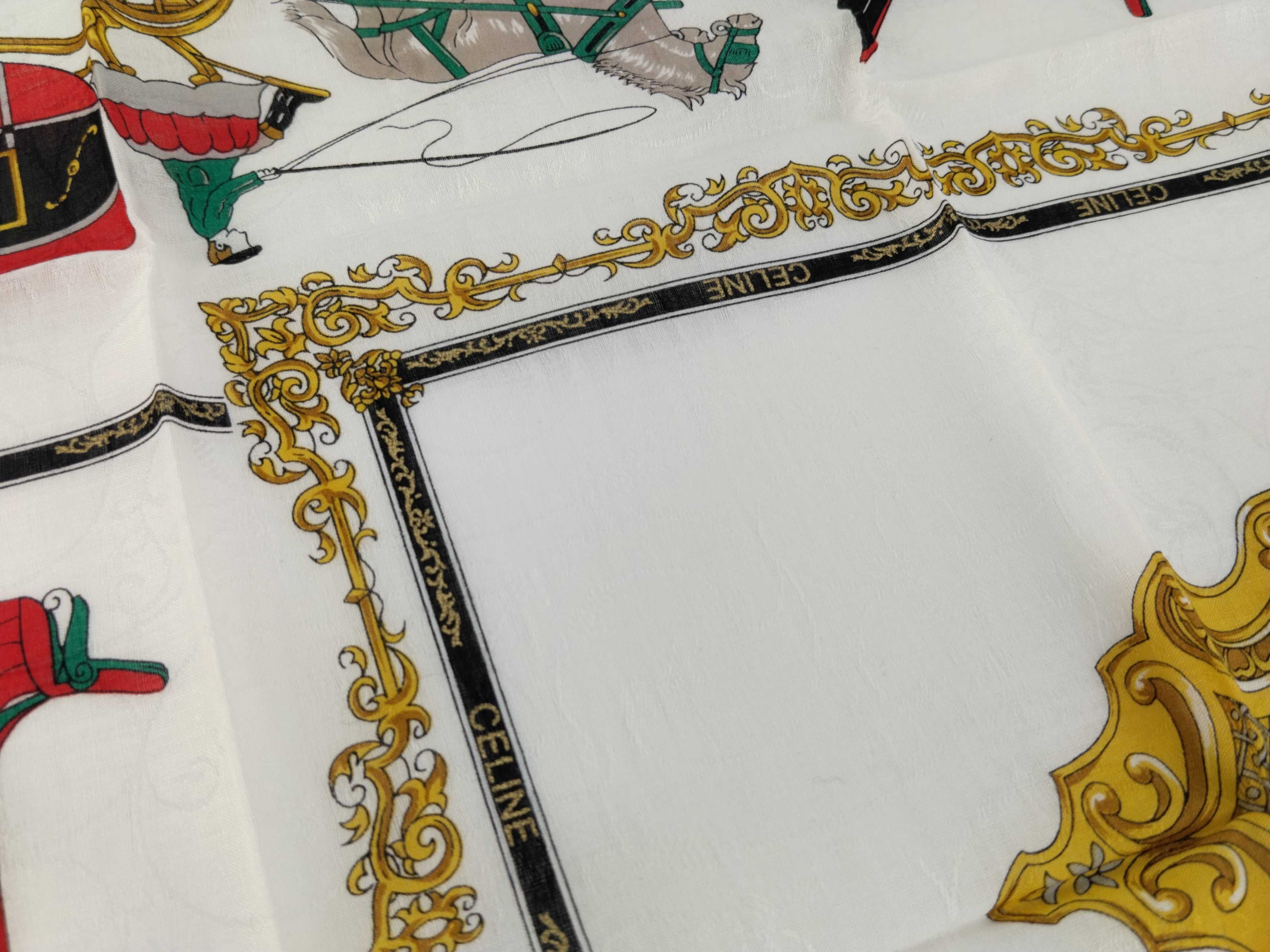 handkerchief scarf with sticker, logo, carriage pattern, baroque style, blue, and other accessories. — view 8