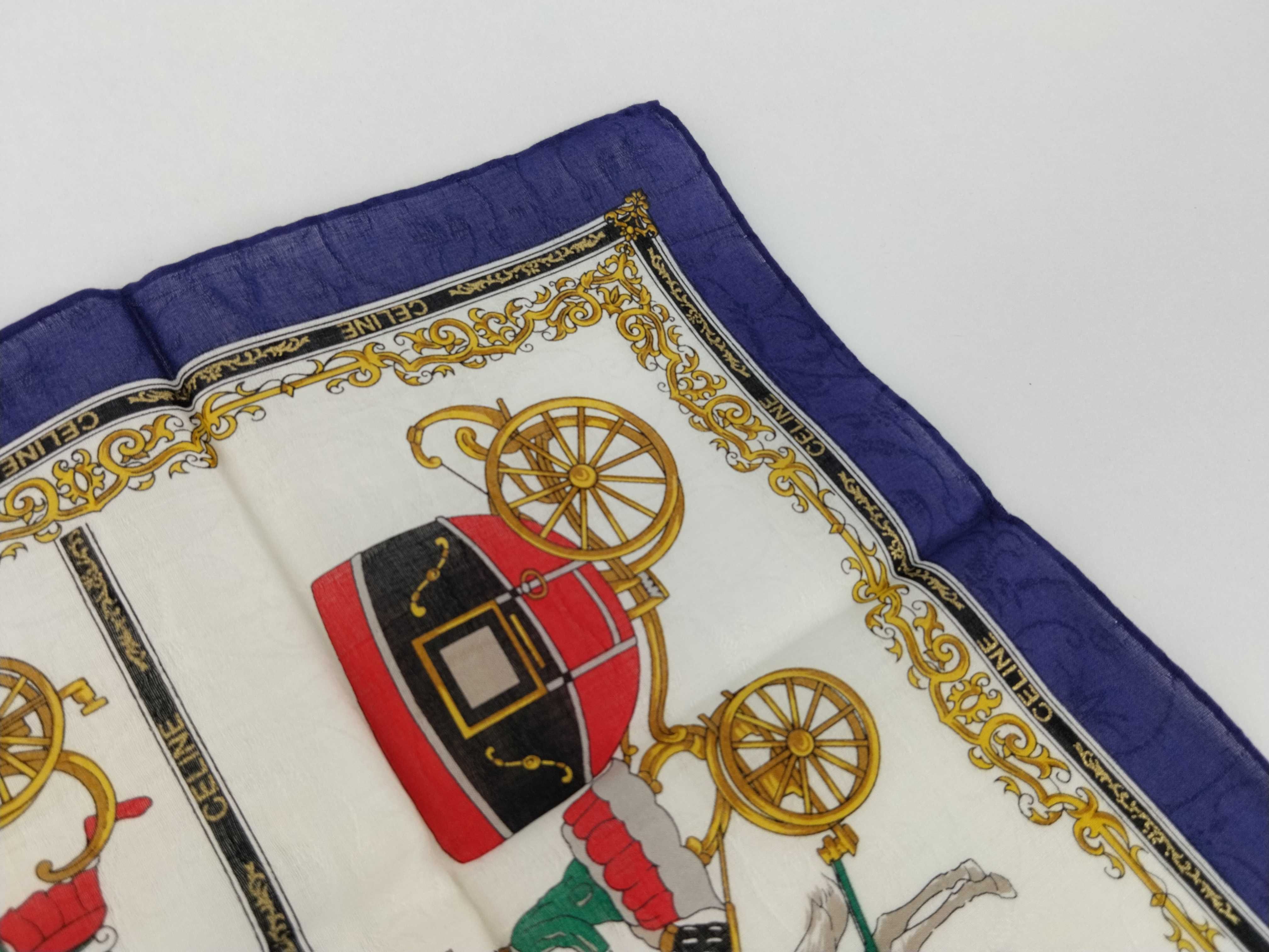 handkerchief scarf with sticker, logo, carriage pattern, baroque style, blue, and other accessories. — view 9