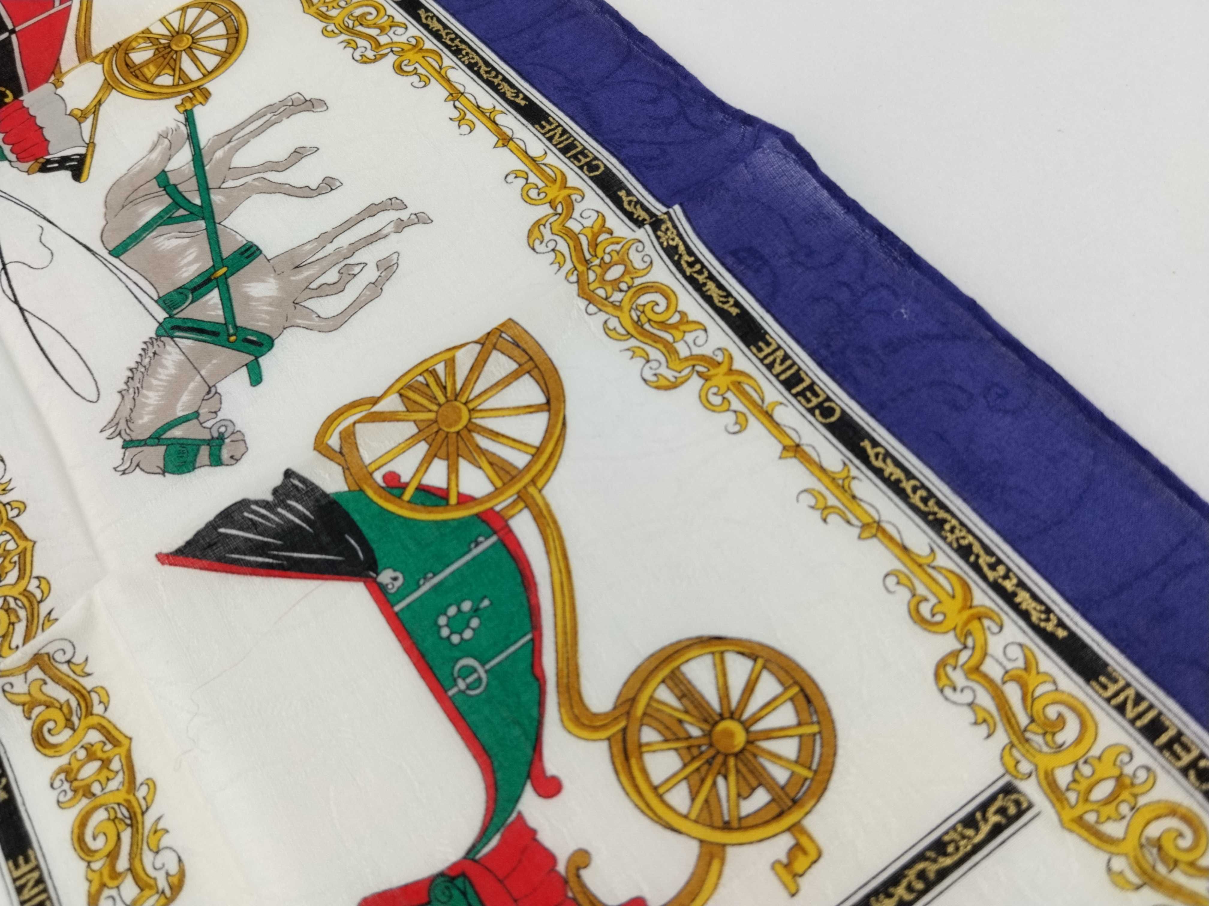 handkerchief scarf with sticker, logo, carriage pattern, baroque style, blue, and other accessories. — view 10