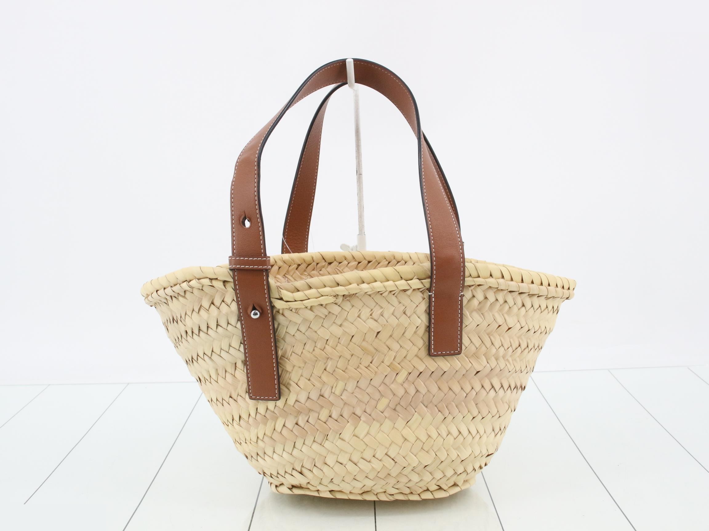 Basket Small - Raffia x Leather Basket Bag — view 2