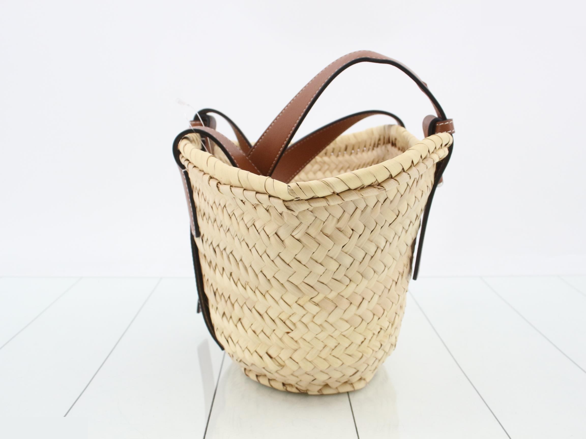 Basket Small - Raffia x Leather Basket Bag — view 3