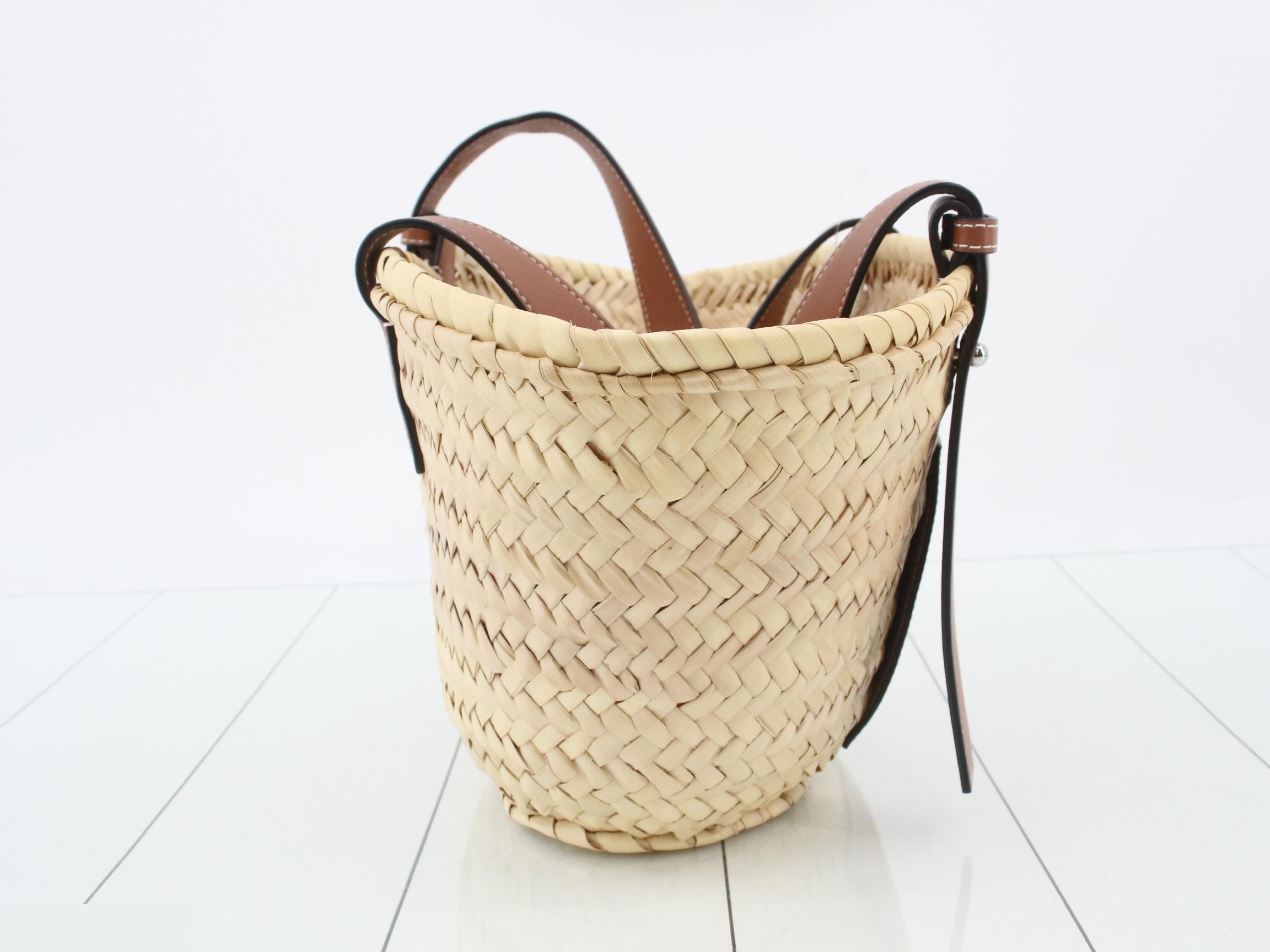 Basket Small - Raffia x Leather Basket Bag — view 4