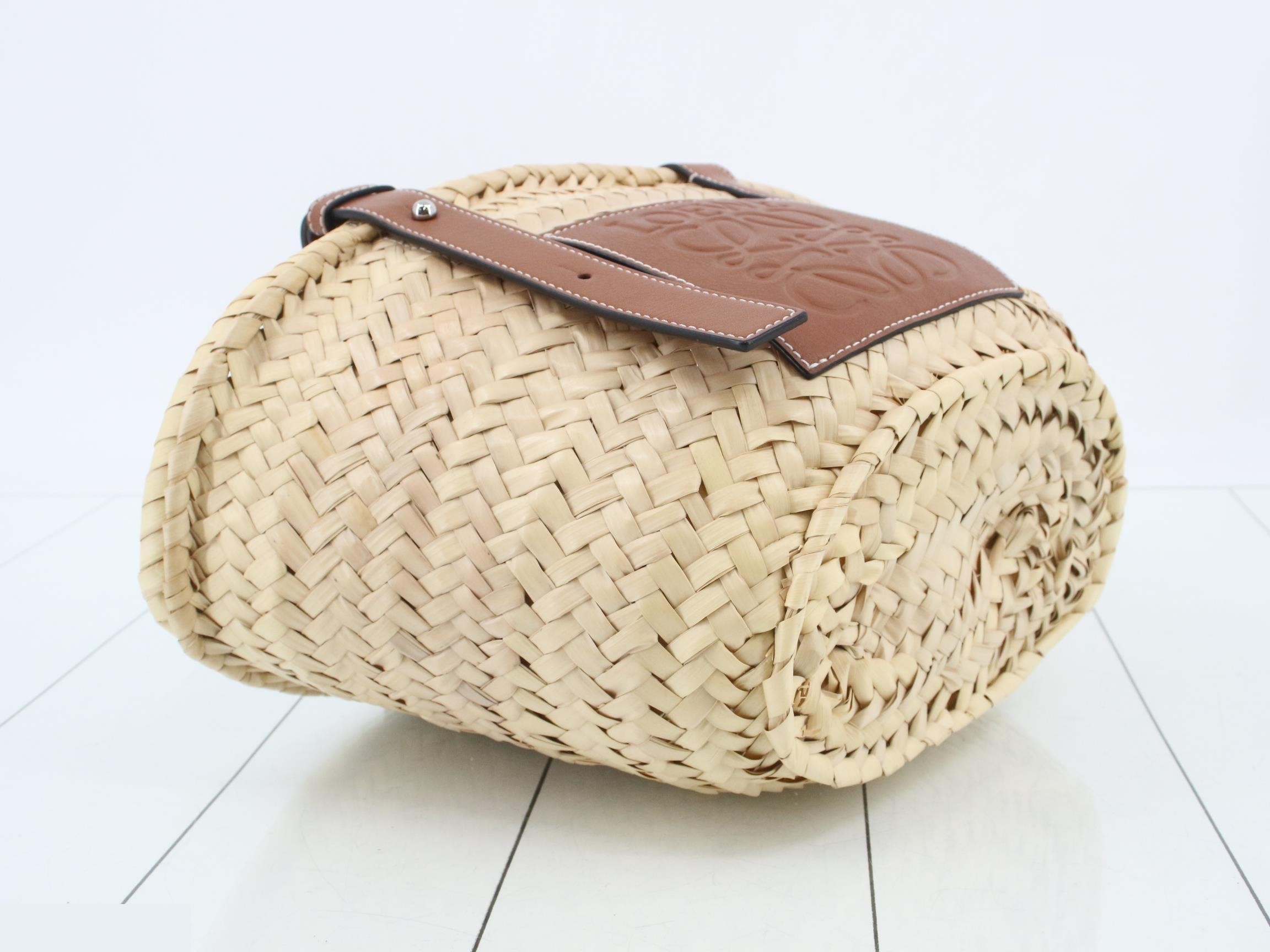 Basket Small - Raffia x Leather Basket Bag — view 5