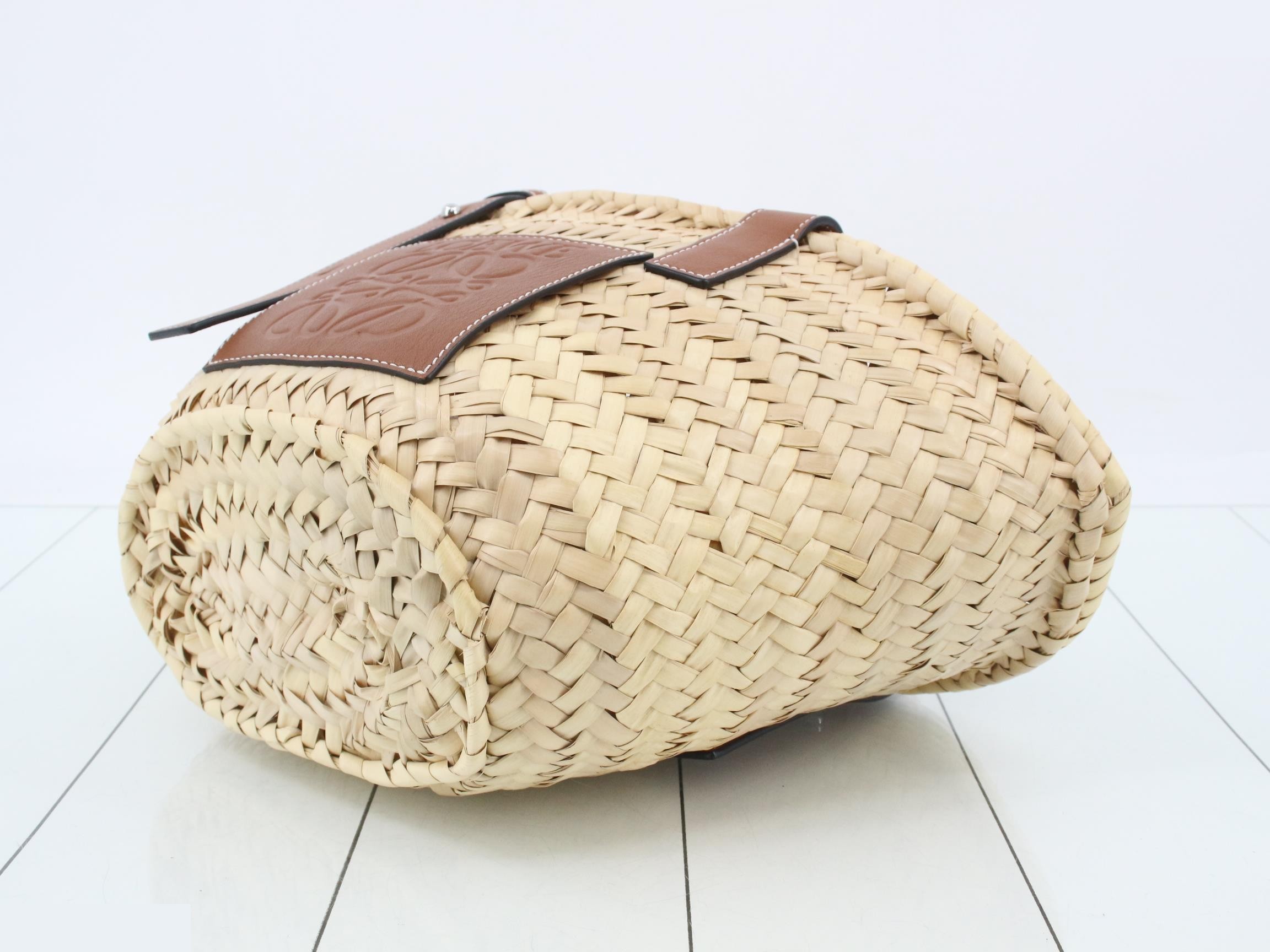 Basket Small - Raffia x Leather Basket Bag — view 6