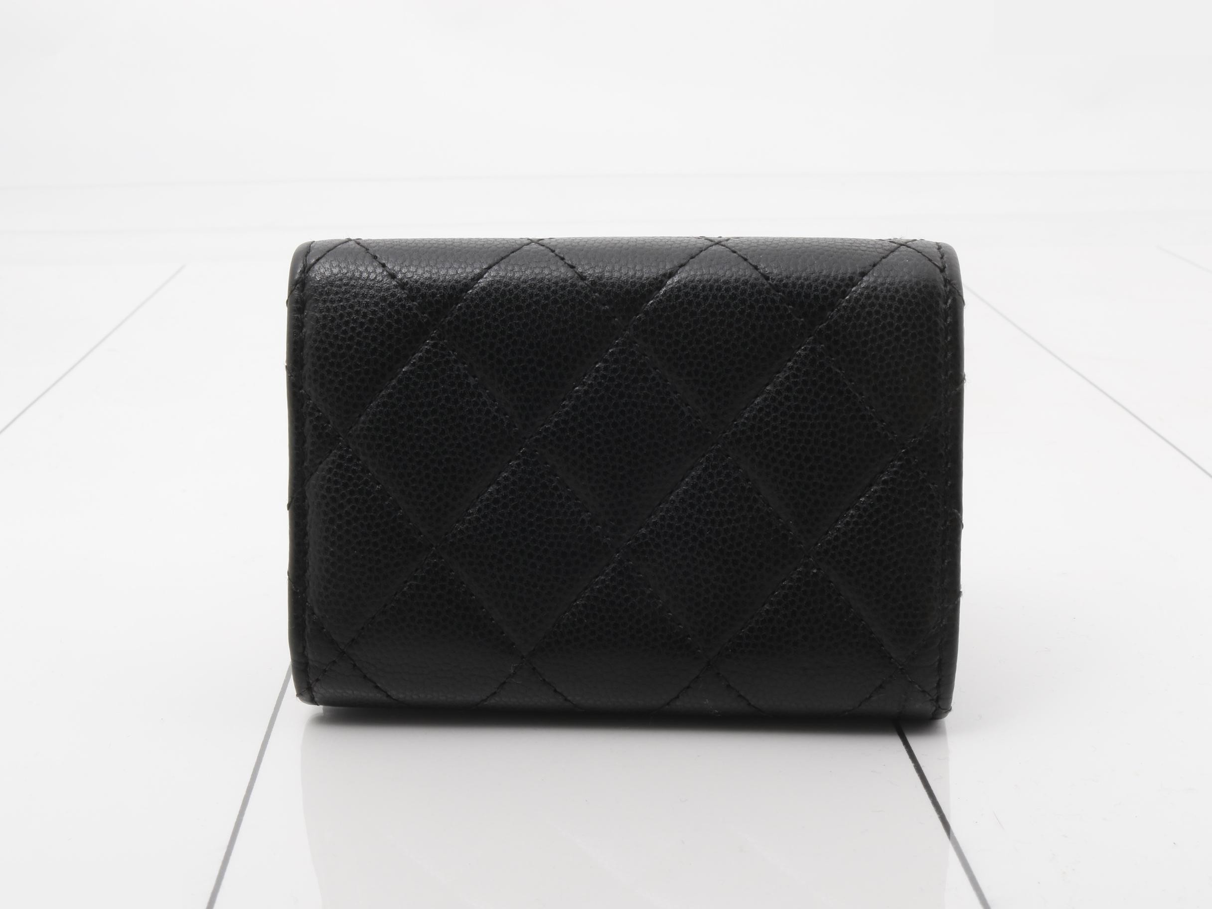 Caviar Small Flap Wallet, Black — view 2
