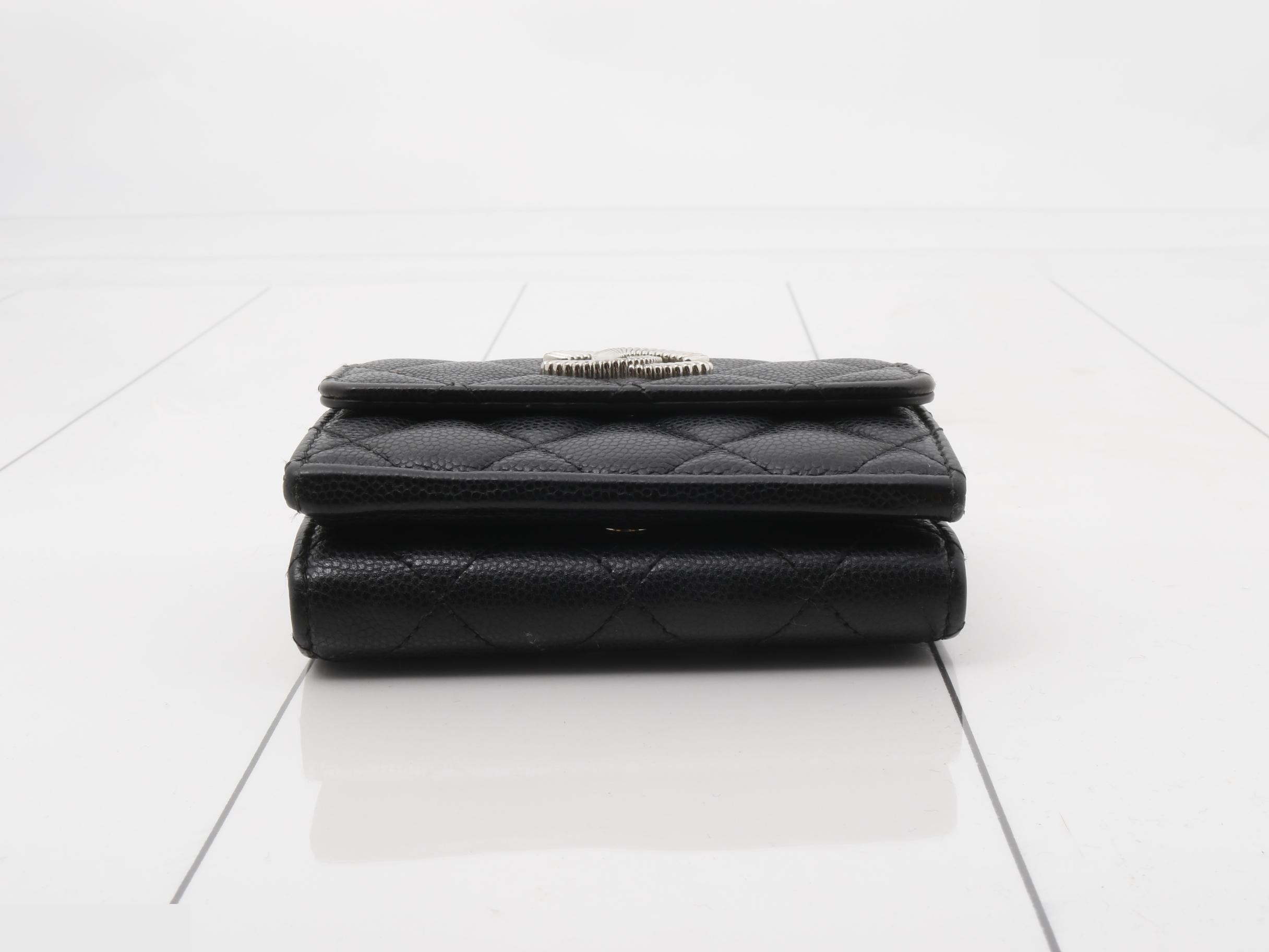 Caviar Small Flap Wallet, Black — view 3