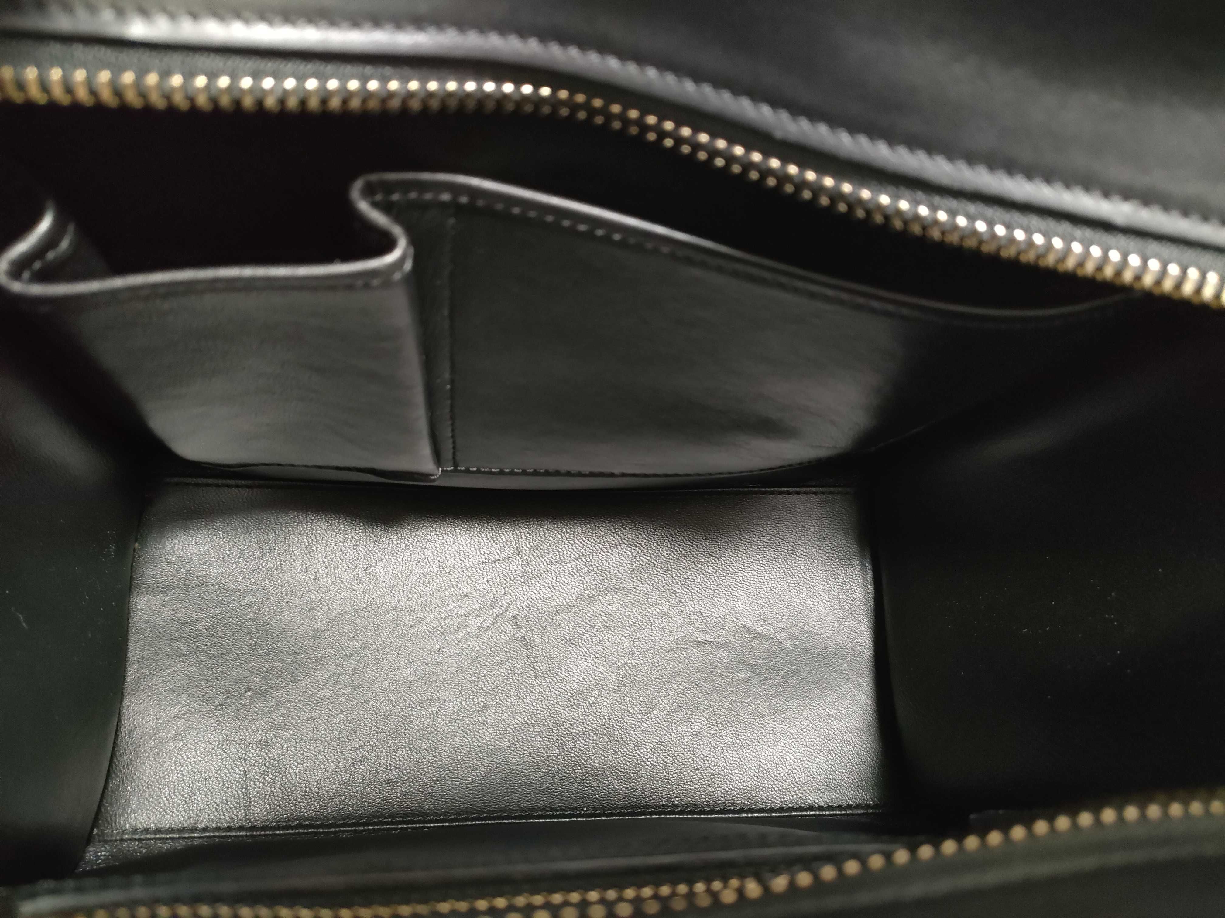 Luggage Micro Shopper Leather 2-Way Handbag Black x White Handbag — view 10