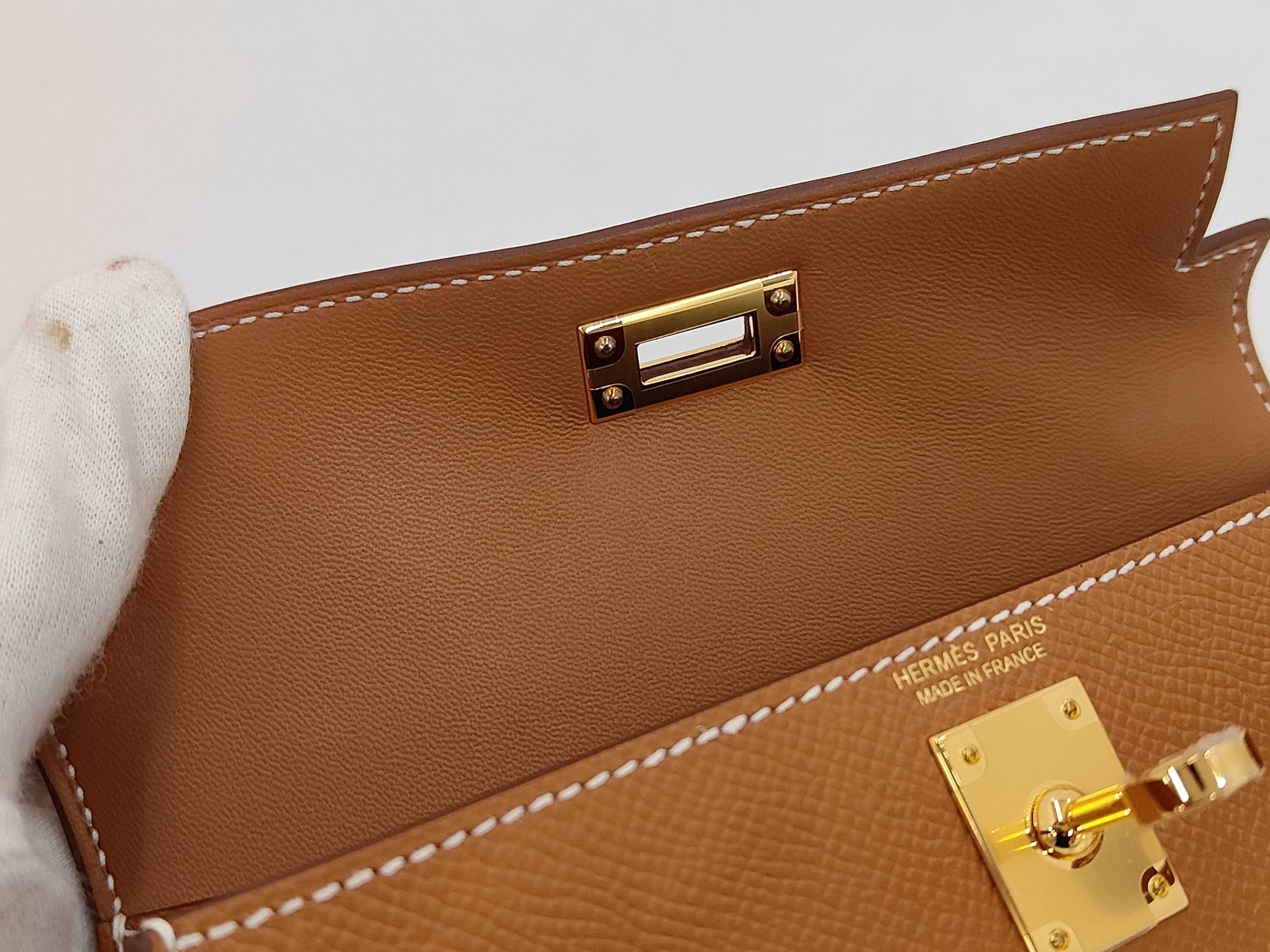 Mini Kelly Epsom Leather Handbag with Gold Hardware (K Stamp) — view 12