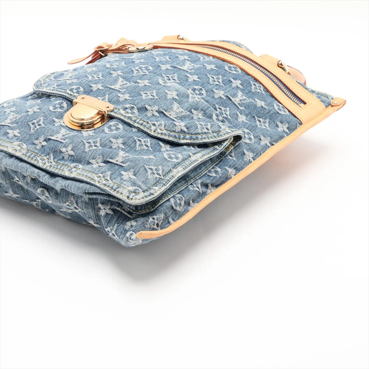 Monogram Denim Flat Shopper M95018 AS0035 Blue — view 3