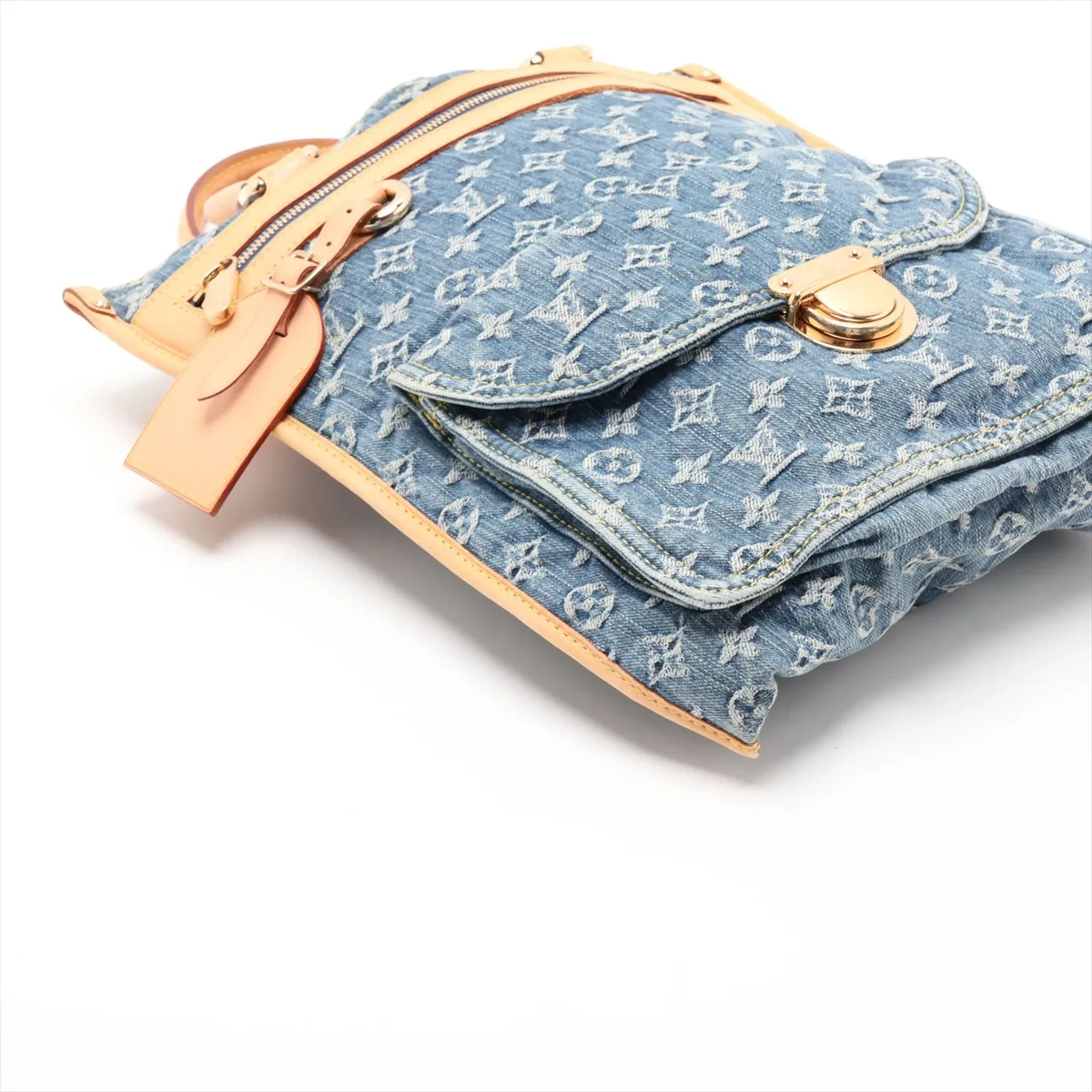 Monogram Denim Flat Shopper M95018 AS0035 Blue — view 4