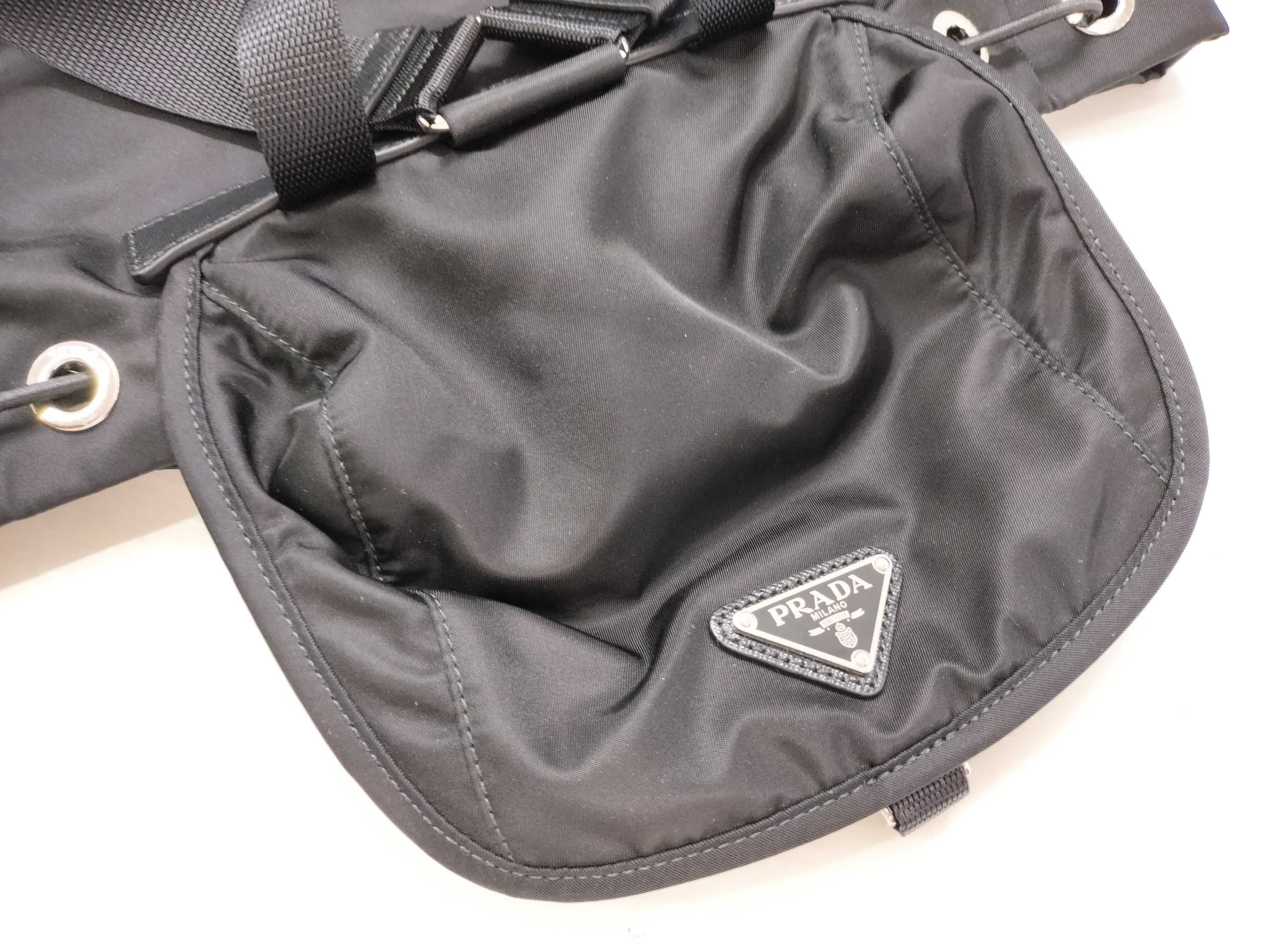Nylon Prada Tessuto Nylon x Leather Backpack/Rucksack Black — view 14