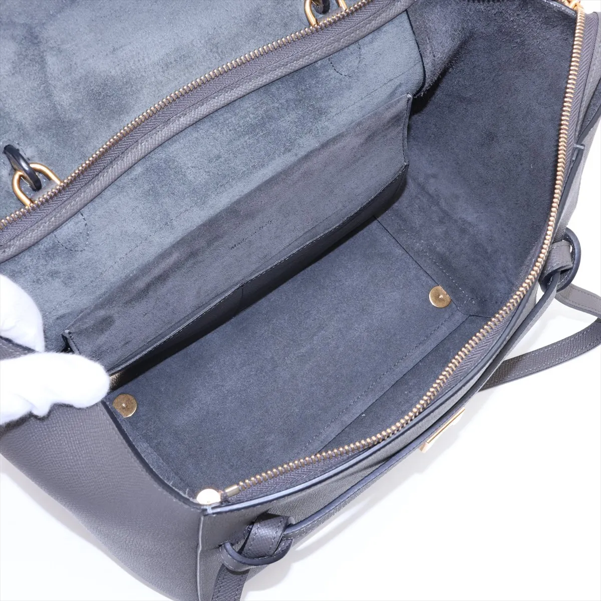 Belt Bag Mini Leather 2-Way Handbag Gray — view 8