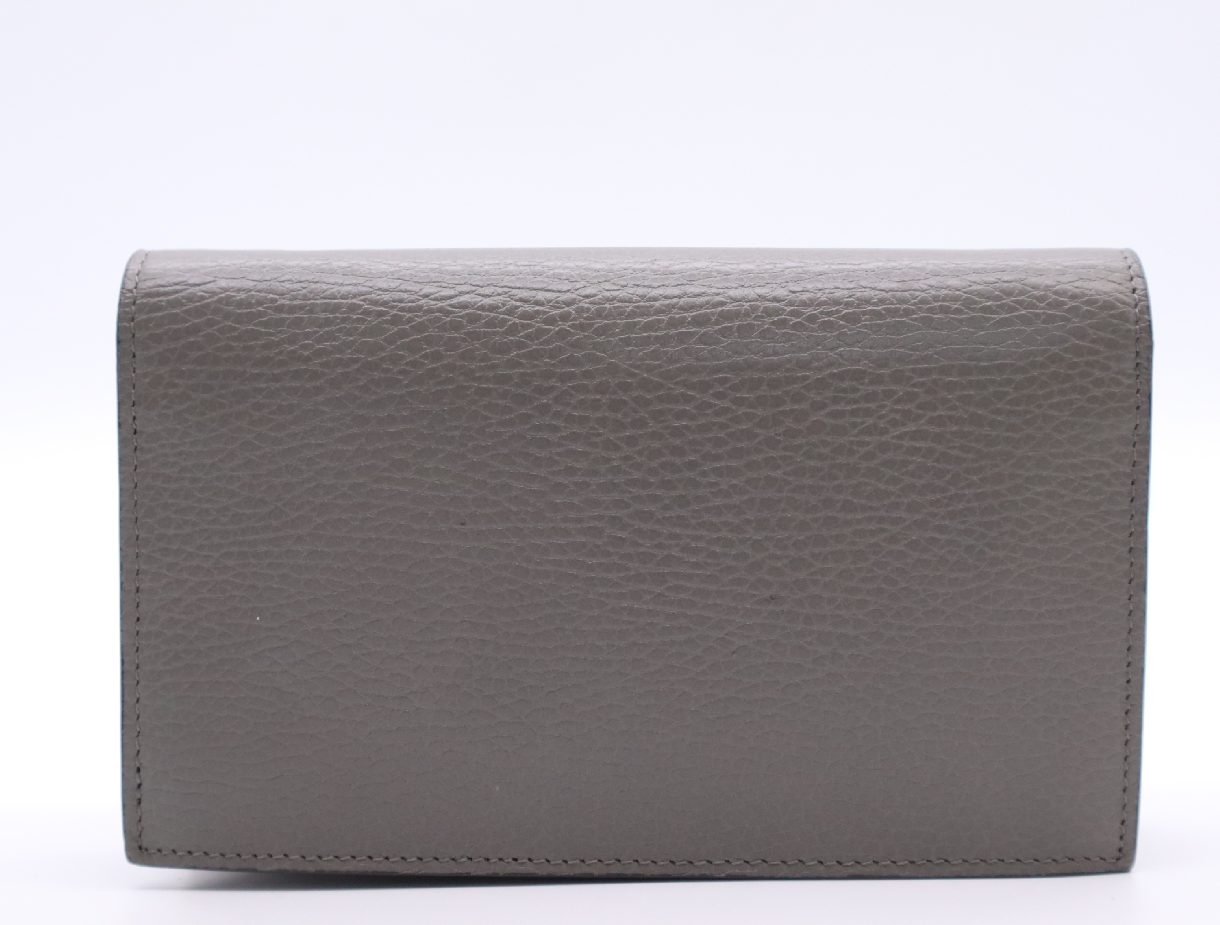Leather Interlocking Chain Shoulder Wallet with Dust Bag, Gray Shoulder Bag — view 2