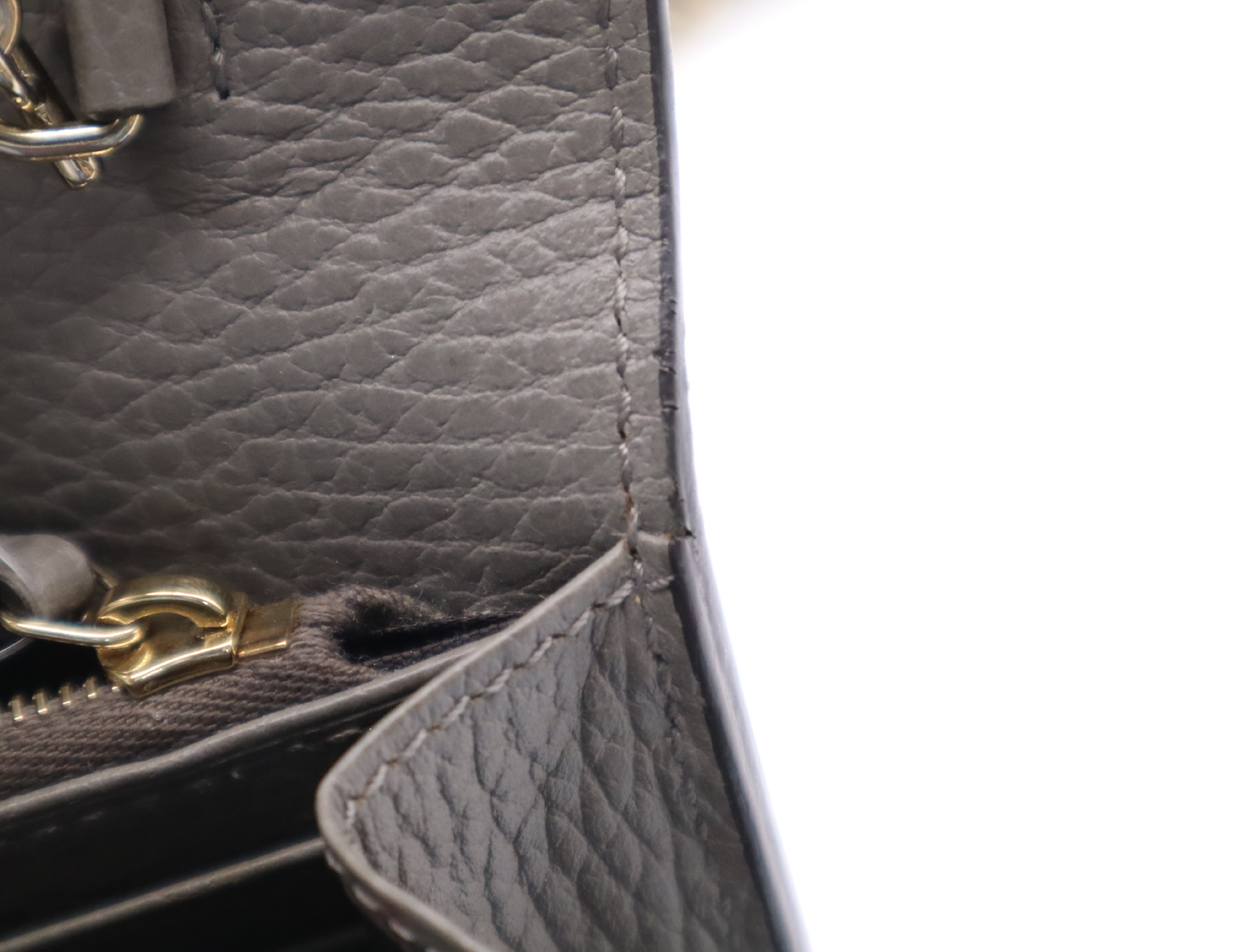 Leather Interlocking Chain Shoulder Wallet with Dust Bag, Gray Shoulder Bag — view 13