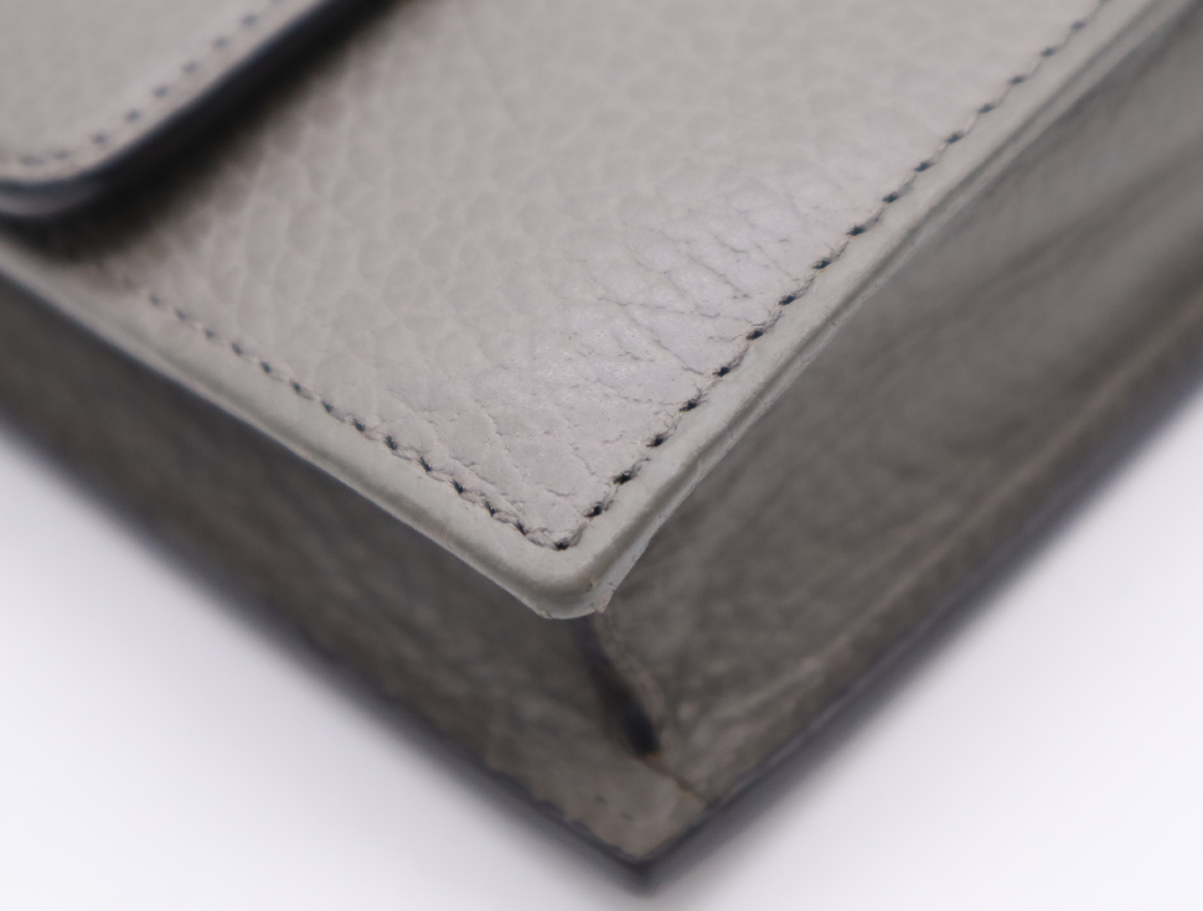 Leather Interlocking Chain Shoulder Wallet with Dust Bag, Gray Shoulder Bag — view 6