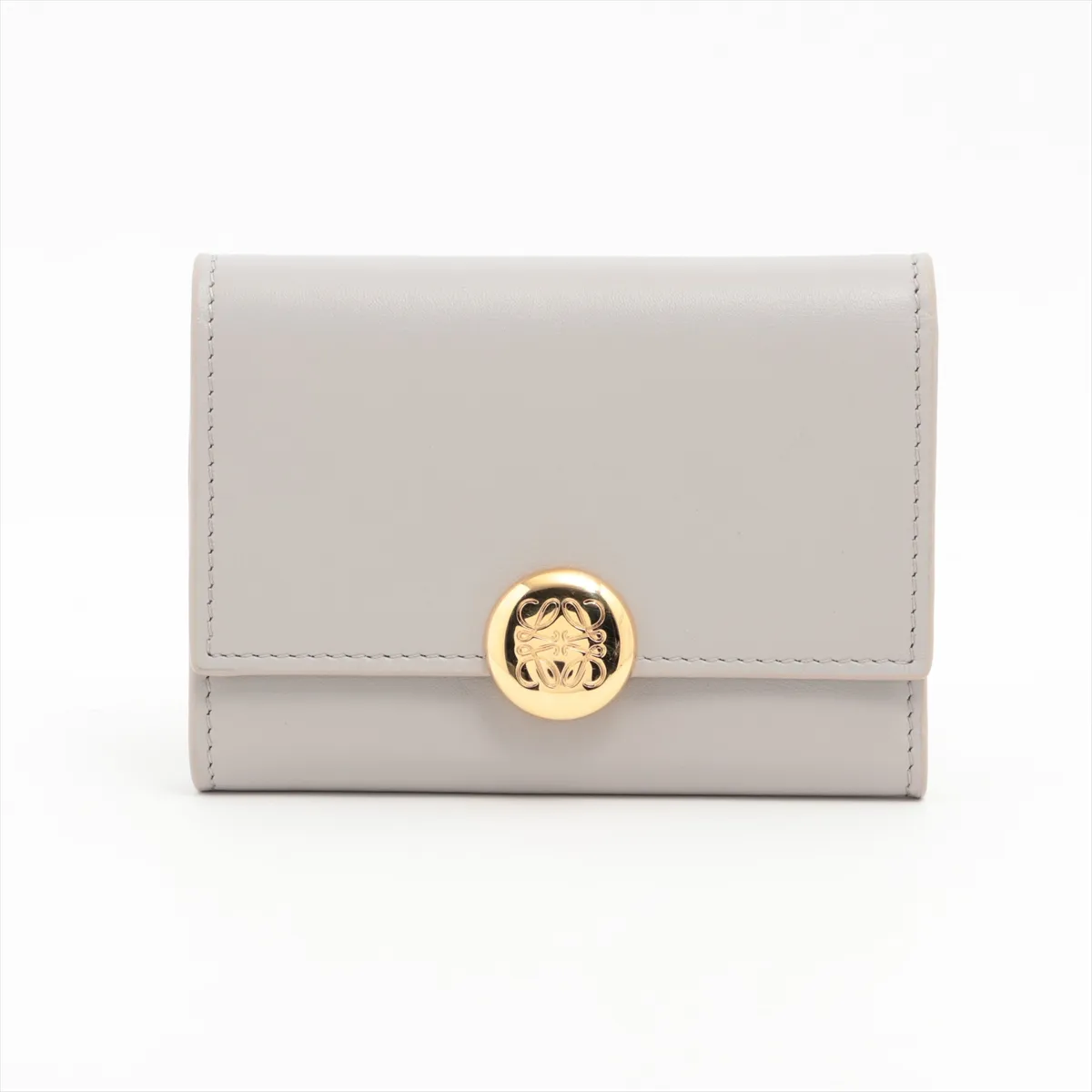 Pebble Vertical Wallet Small Leather Compact Wallet Gray