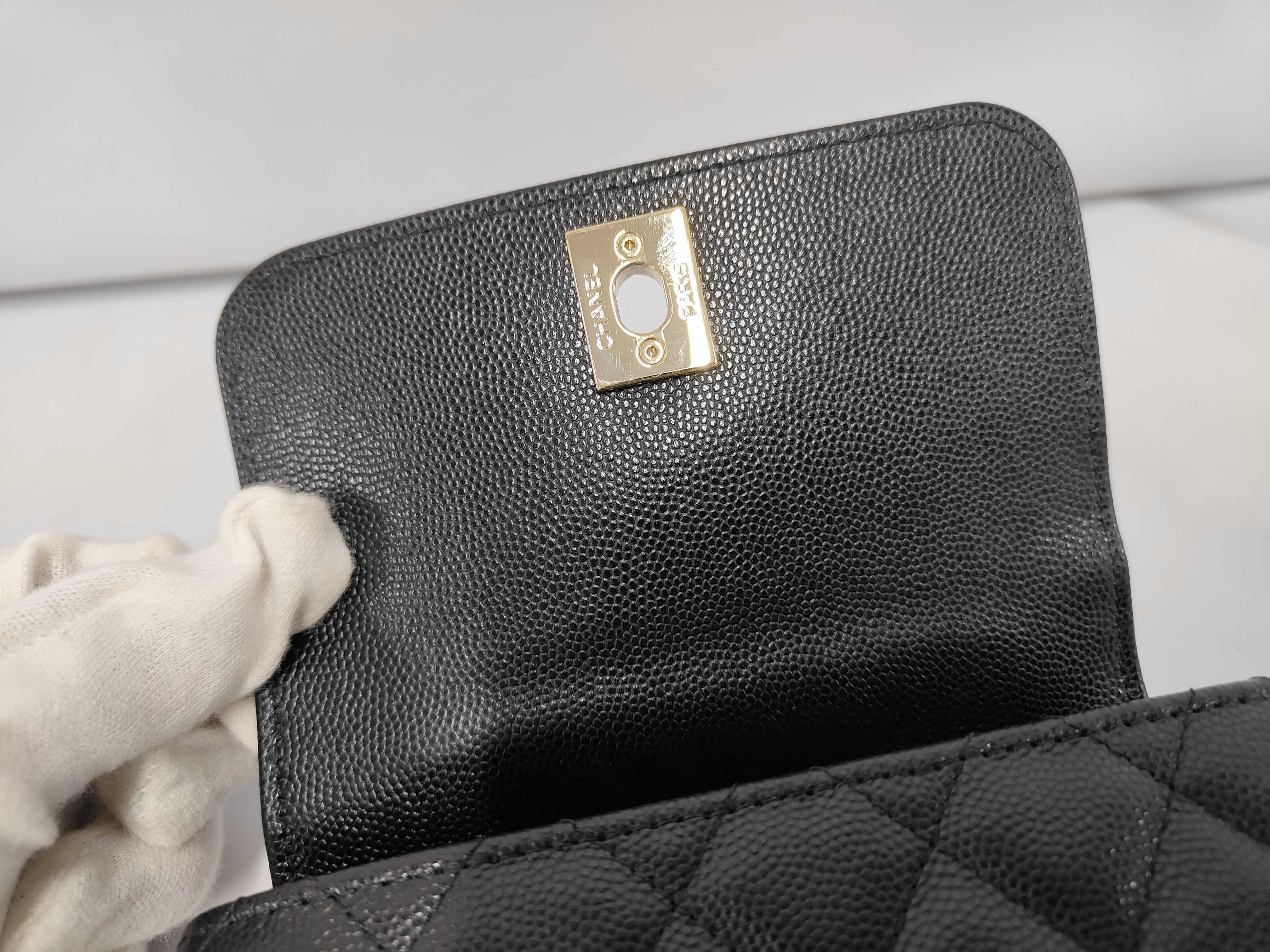 Coco Handle Caviar Skin Gold Hardware 2-way Handbag Shoulder Bag Random Serial Number AP4244 Black Handbag — view 12