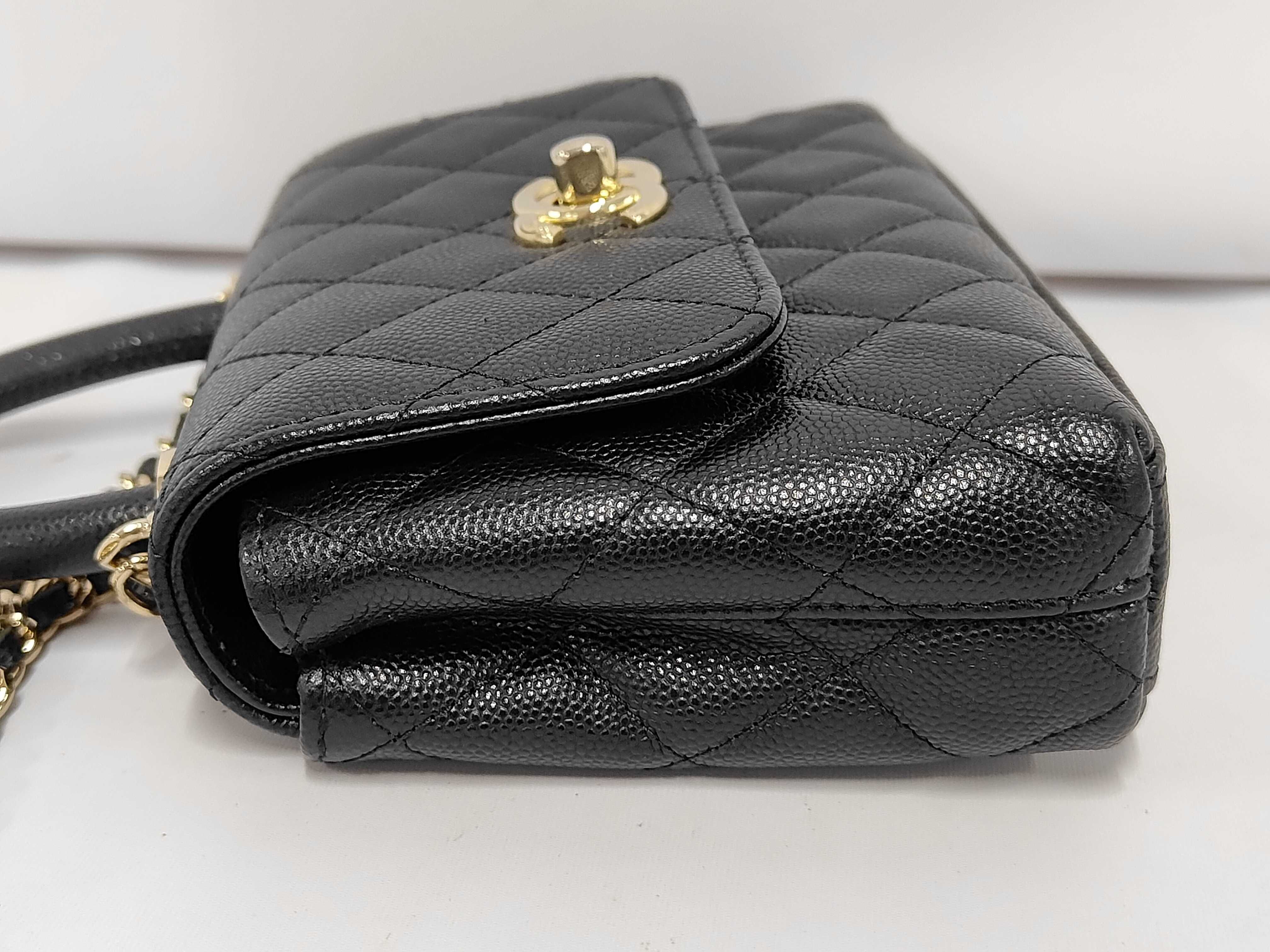 Coco Handle Caviar Skin Gold Hardware 2-way Handbag Shoulder Bag Random Serial Number AP4244 Black Handbag — view 8