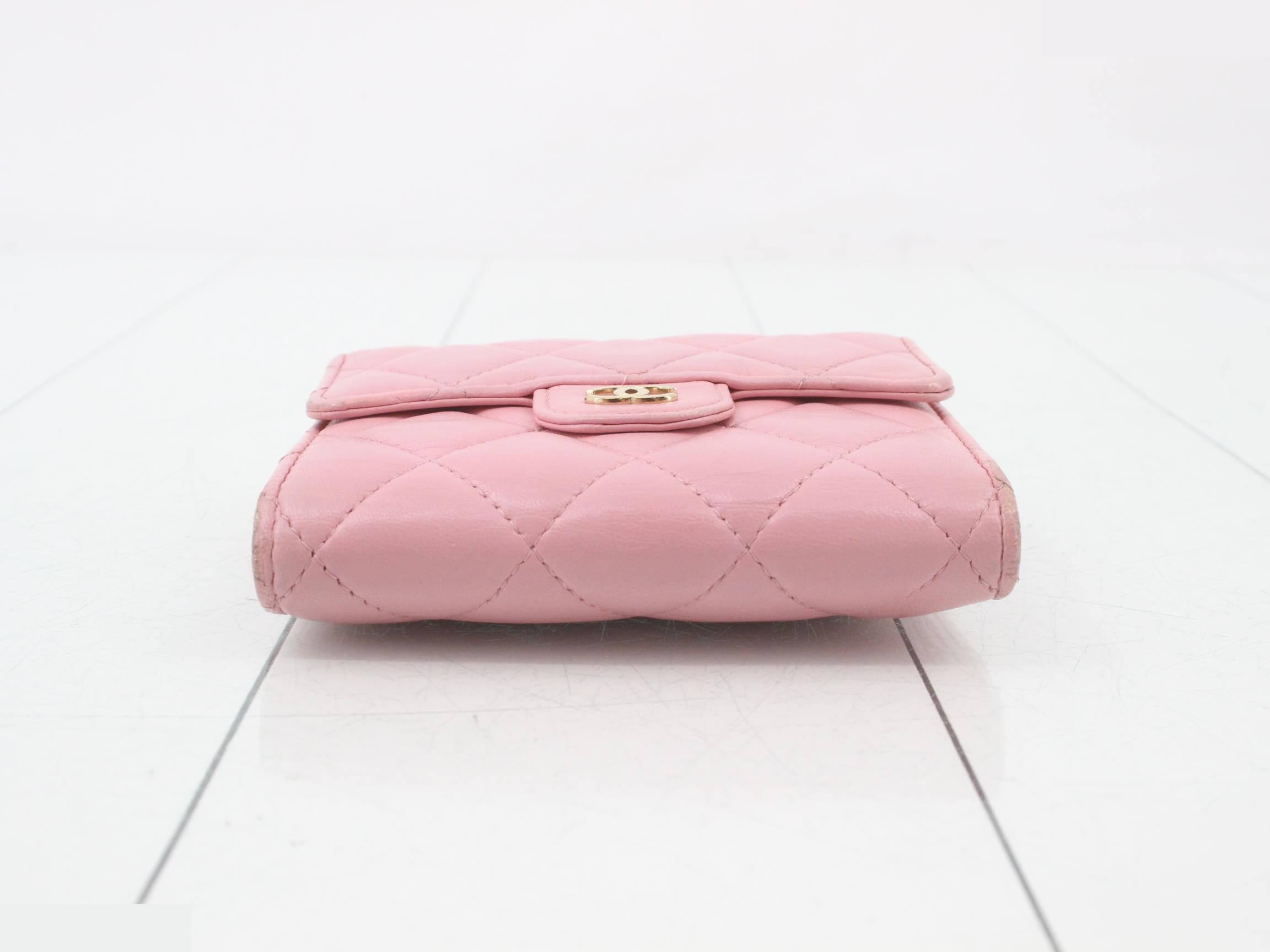 Lambskin Classic Tri-fold Wallet, Pink — view 3