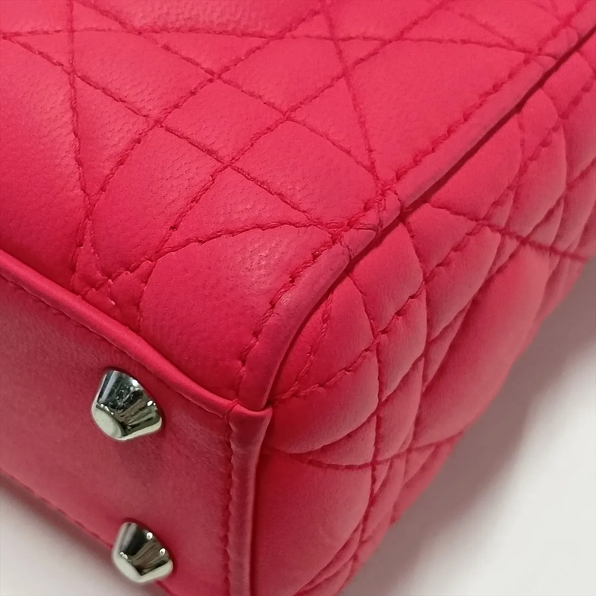 Cannage Lady Dior Mini Leather 2-Way Handbag Pink — view 12