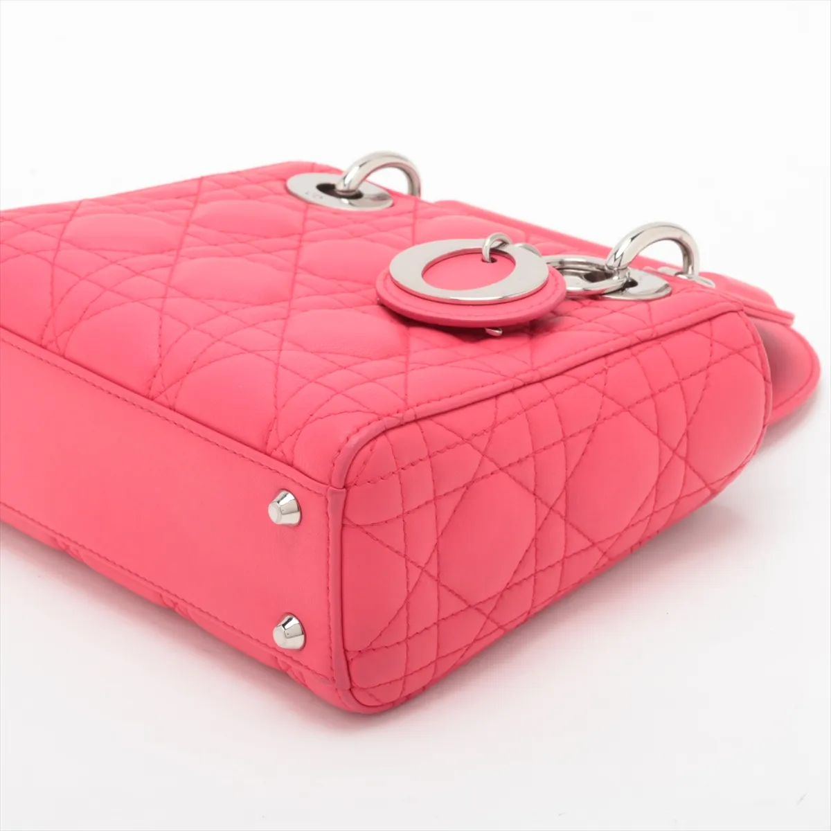 Cannage Lady Dior Mini Leather 2-Way Handbag Pink — view 3