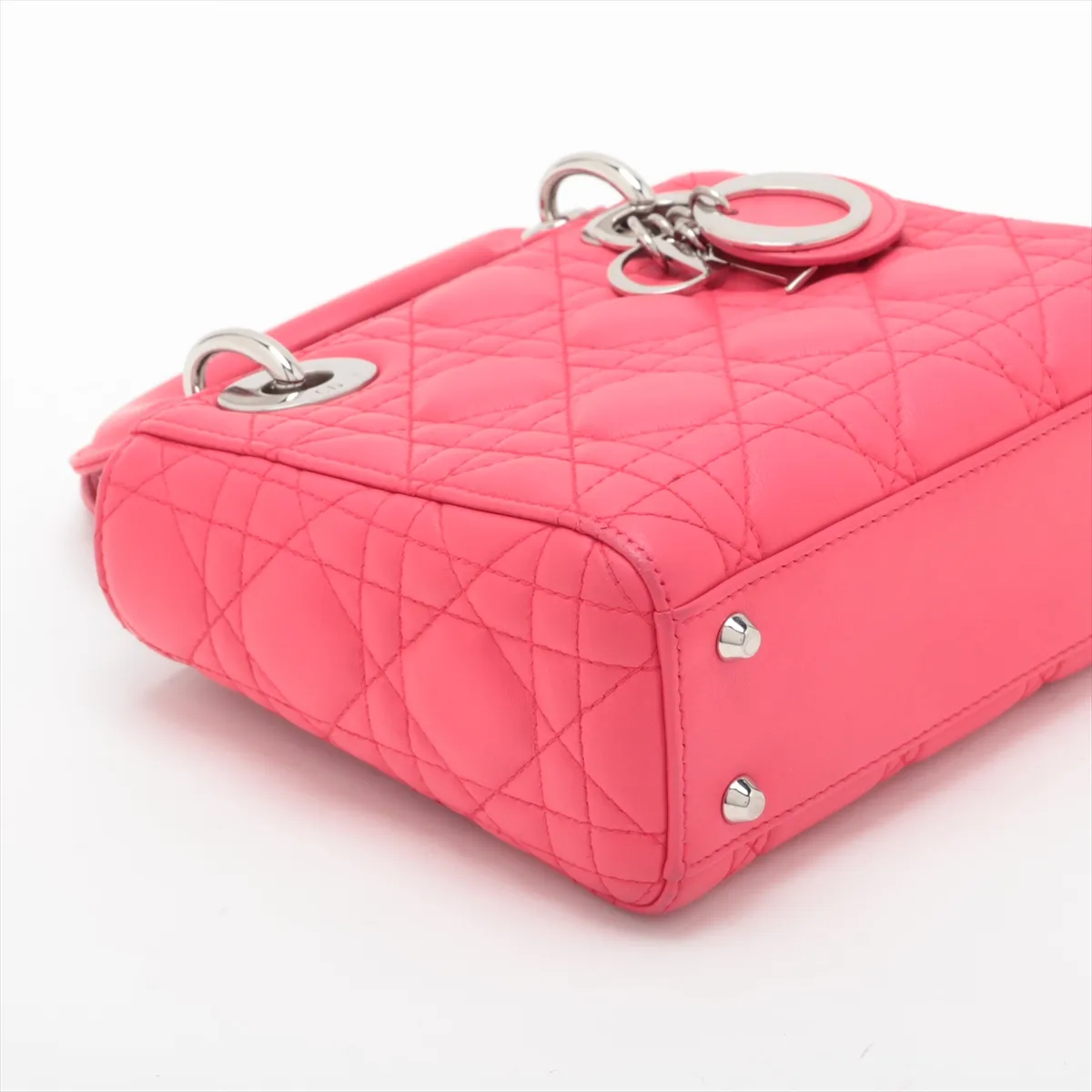 Cannage Lady Dior Mini Leather 2-Way Handbag Pink — view 4