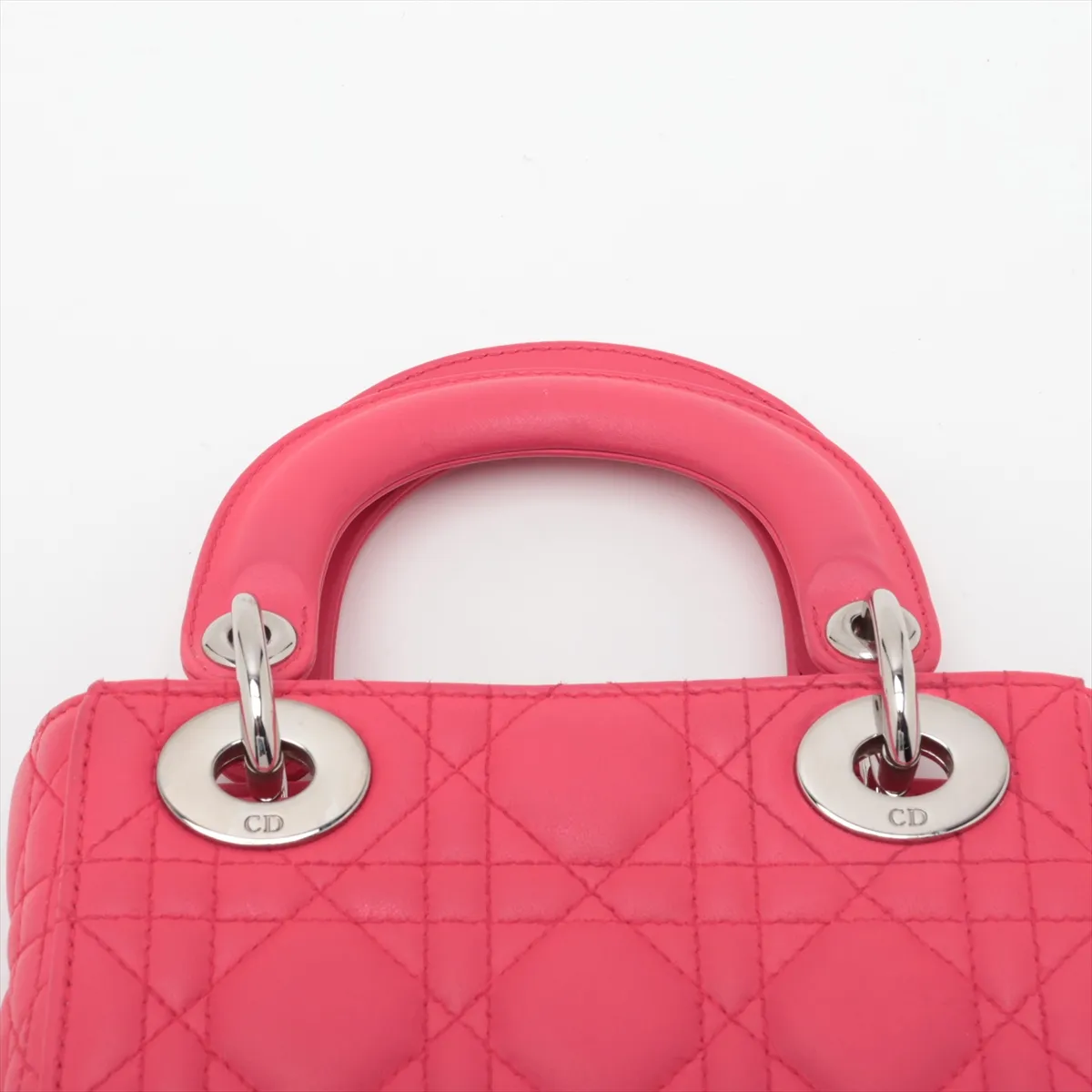 Cannage Lady Dior Mini Leather 2-Way Handbag Pink — view 6