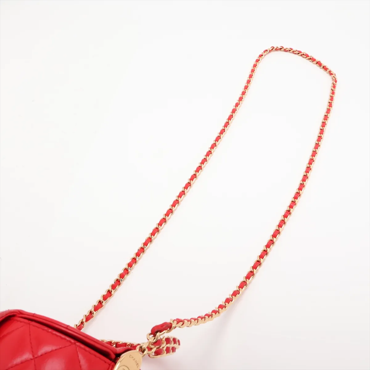 Matelassé Lambskin Chain Shoulder Bag Vanity Case Red Gold Hardware ELG8LC78 Random Serial Number — view 7