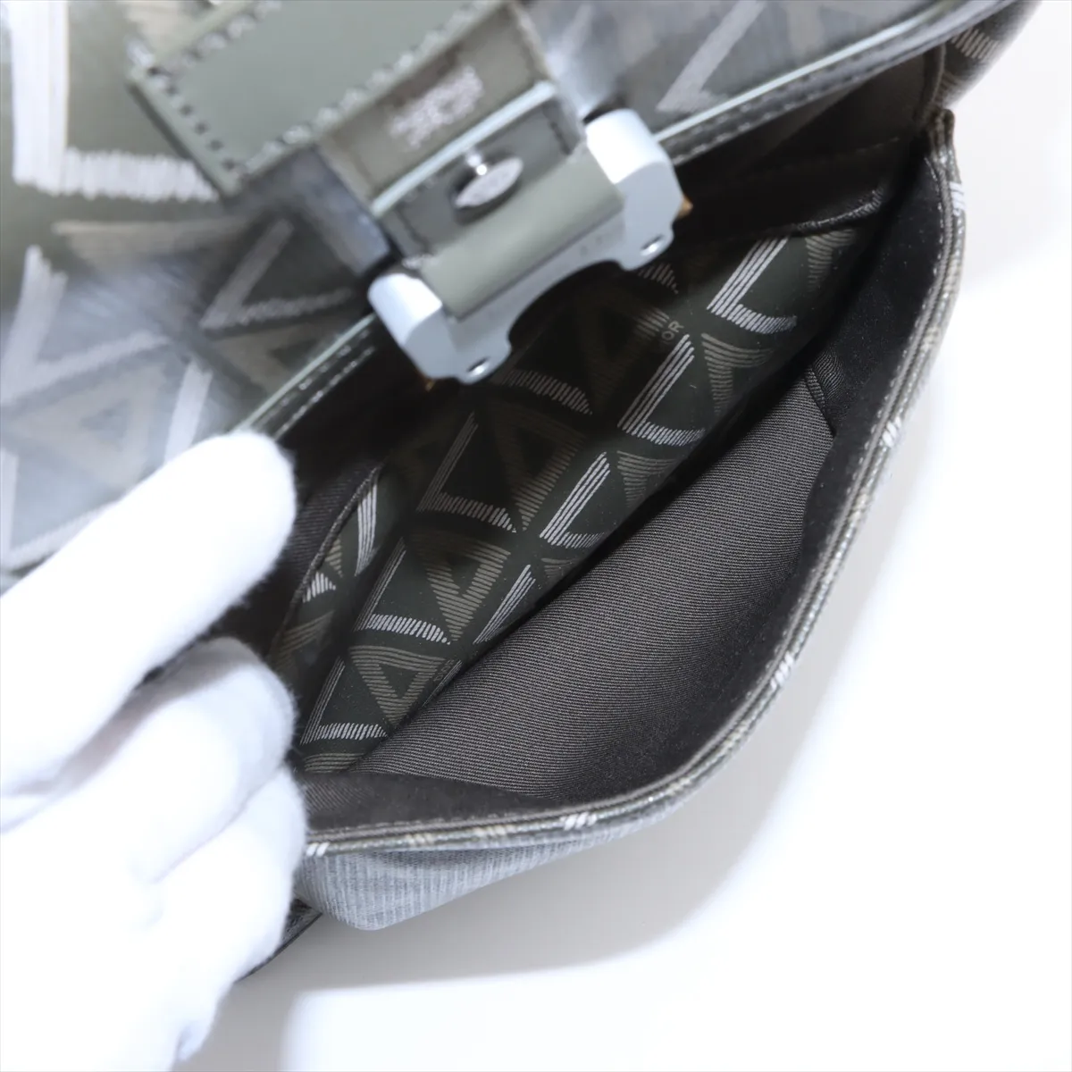 Hit the Road PVC x Leather Shoulder Bag Khaki Outlet — view 7