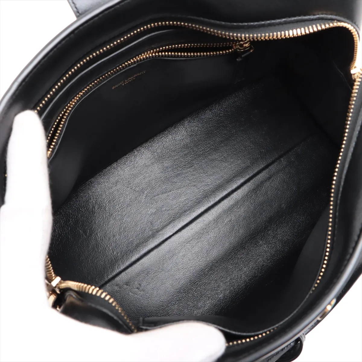 Cabas Leather 2WAY Handbag Black 472469 — view 6