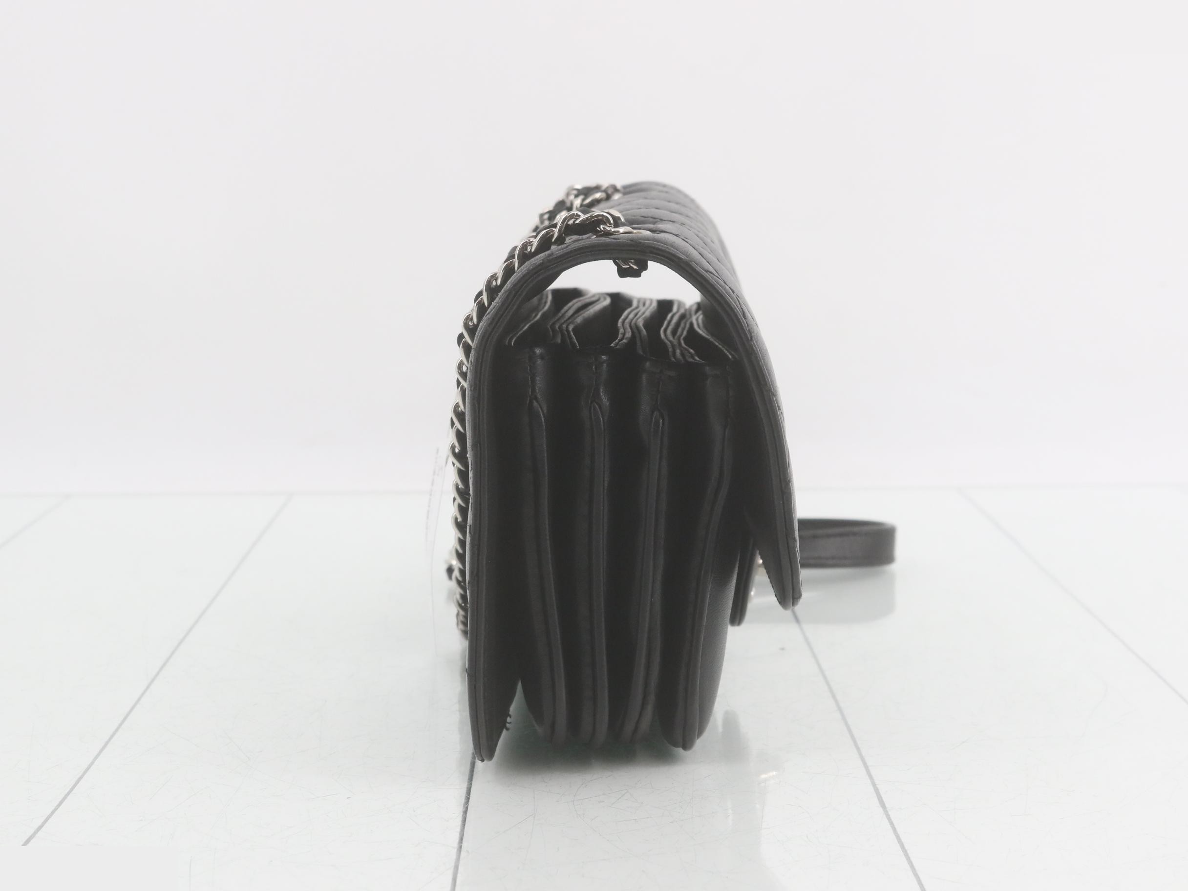 Matelassé Leather Double Chain Shoulder Bag — view 4