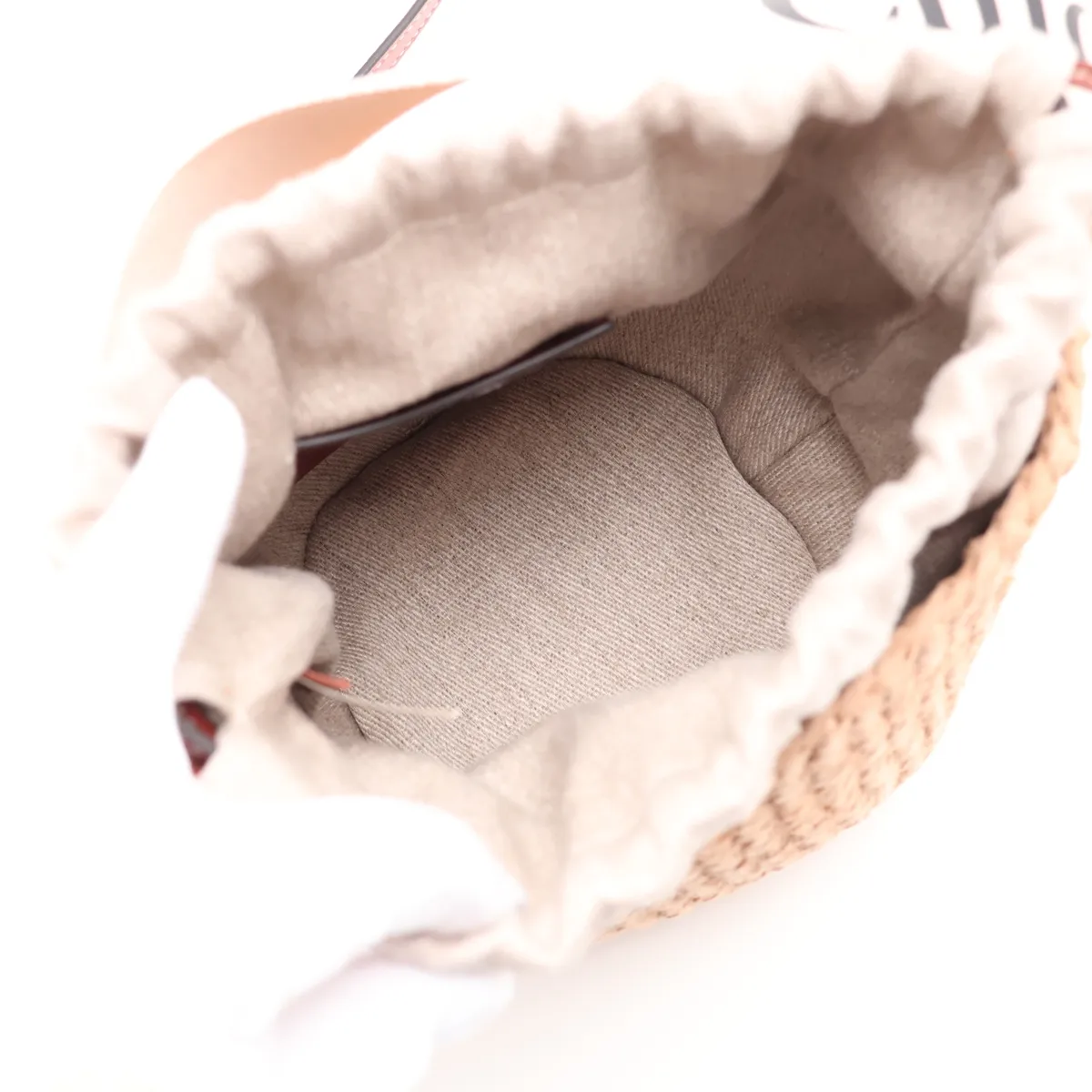 Woody Small Raffia x Leather 2-Way Handbag, Brown — view 8
