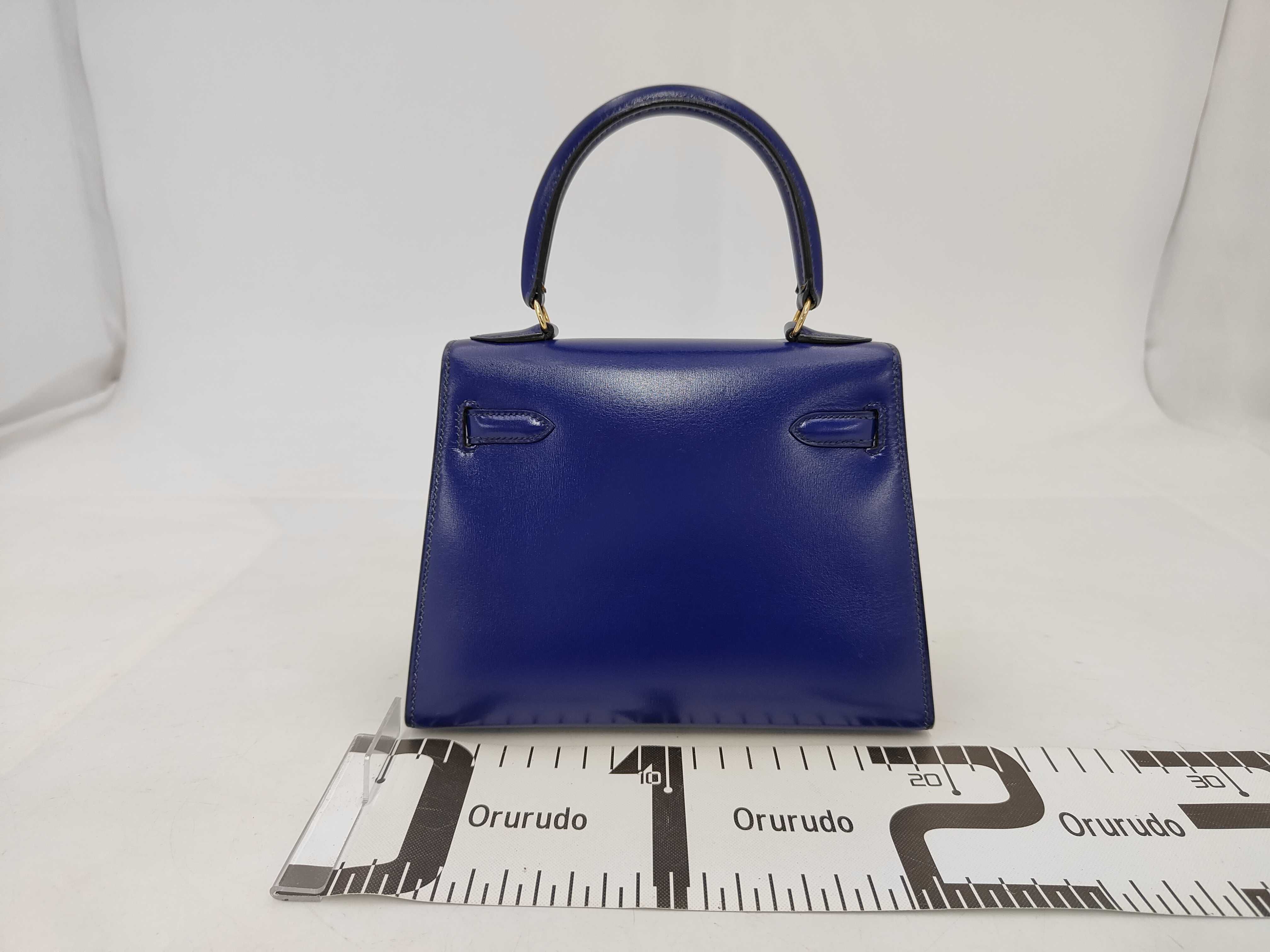 Mini Kelly 20 2-Way Bag, Box Calf Leather, Blue, R Stamp, Strap, 20 x 14 x 9 cm, Shoulder Strap Approx. 125 cm, Handbag — view 2