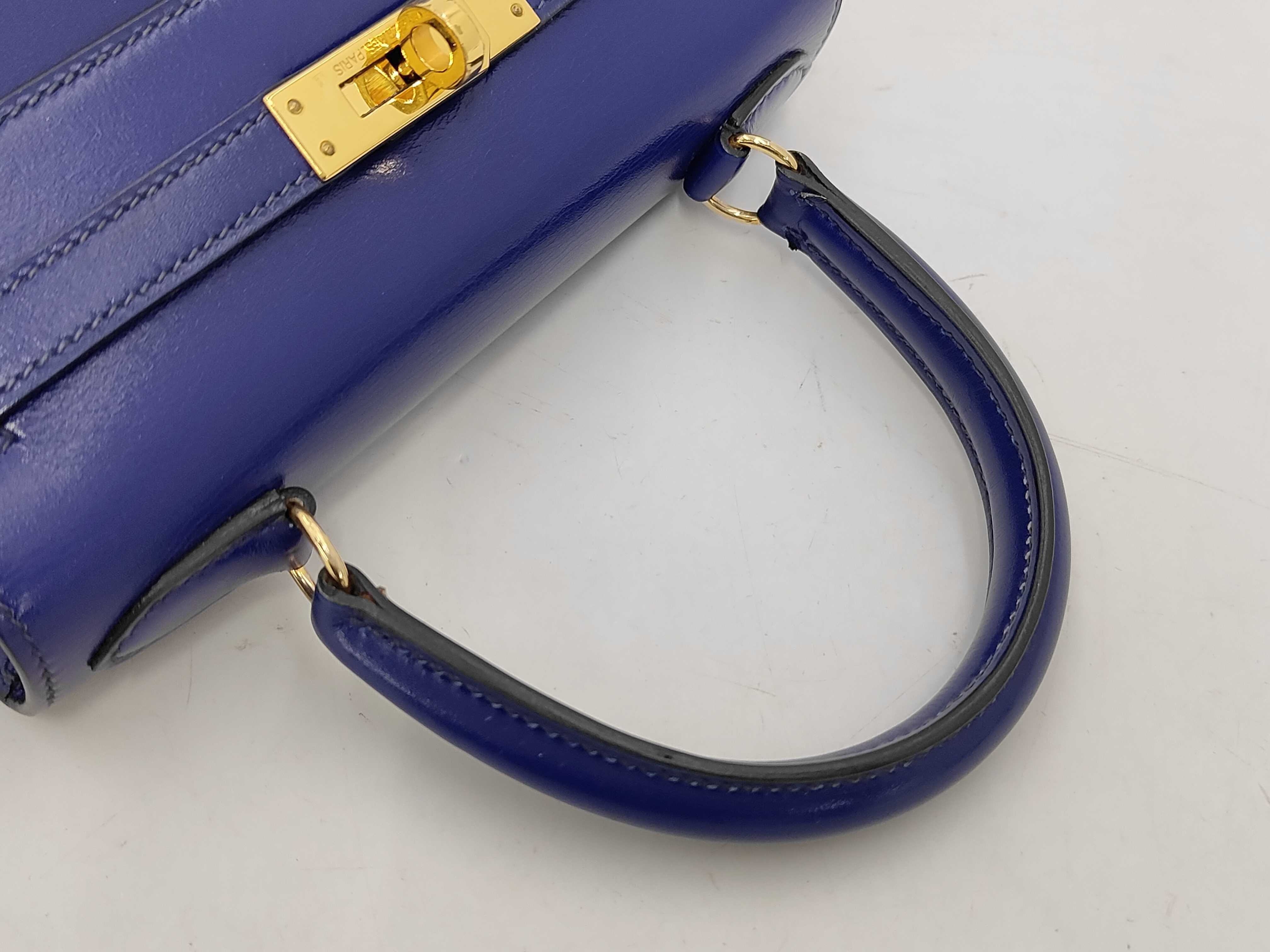 Mini Kelly 20 2-Way Bag, Box Calf Leather, Blue, R Stamp, Strap, 20 x 14 x 9 cm, Shoulder Strap Approx. 125 cm, Handbag — view 3