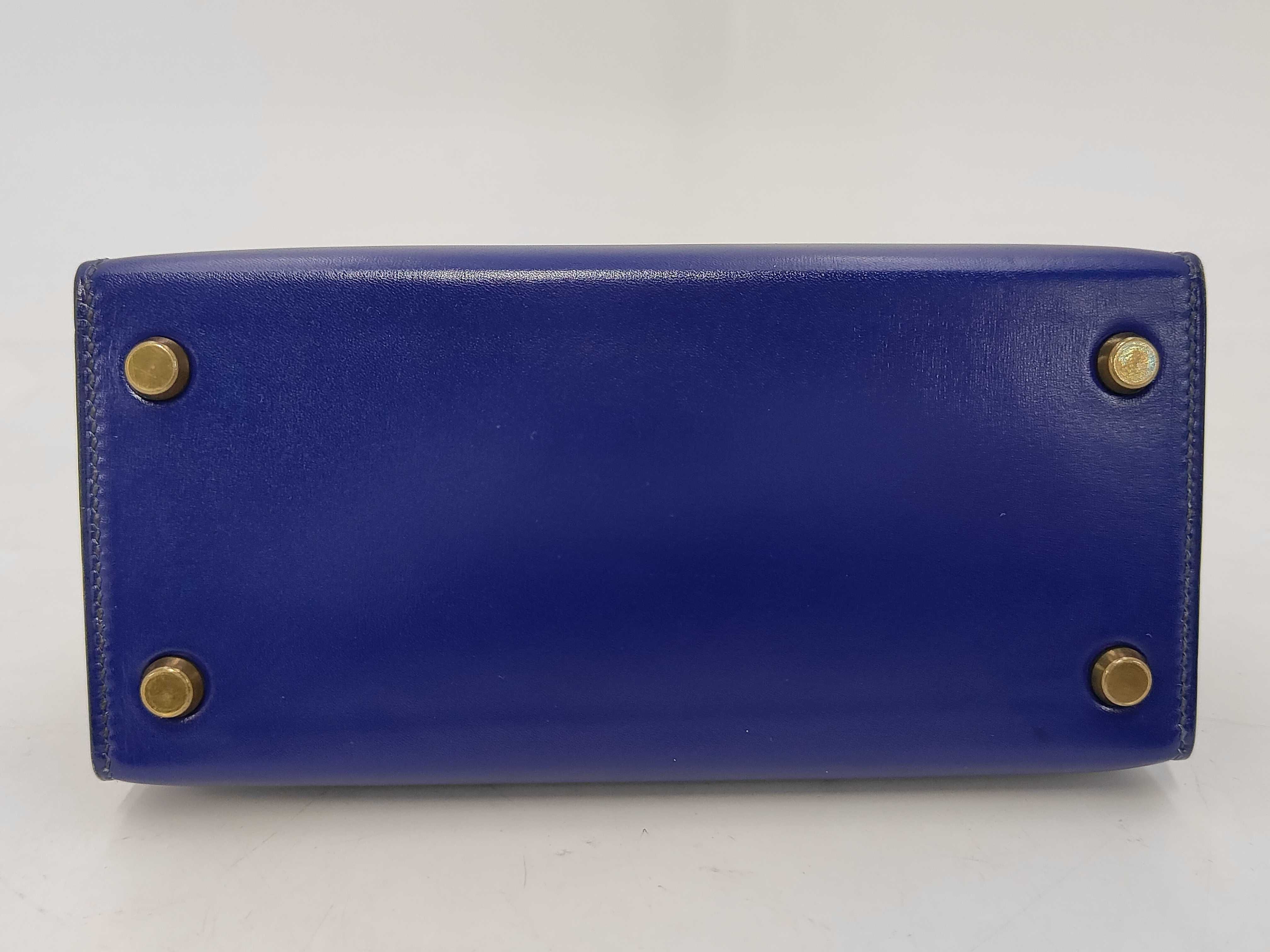Mini Kelly 20 2-Way Bag, Box Calf Leather, Blue, R Stamp, Strap, 20 x 14 x 9 cm, Shoulder Strap Approx. 125 cm, Handbag — view 6