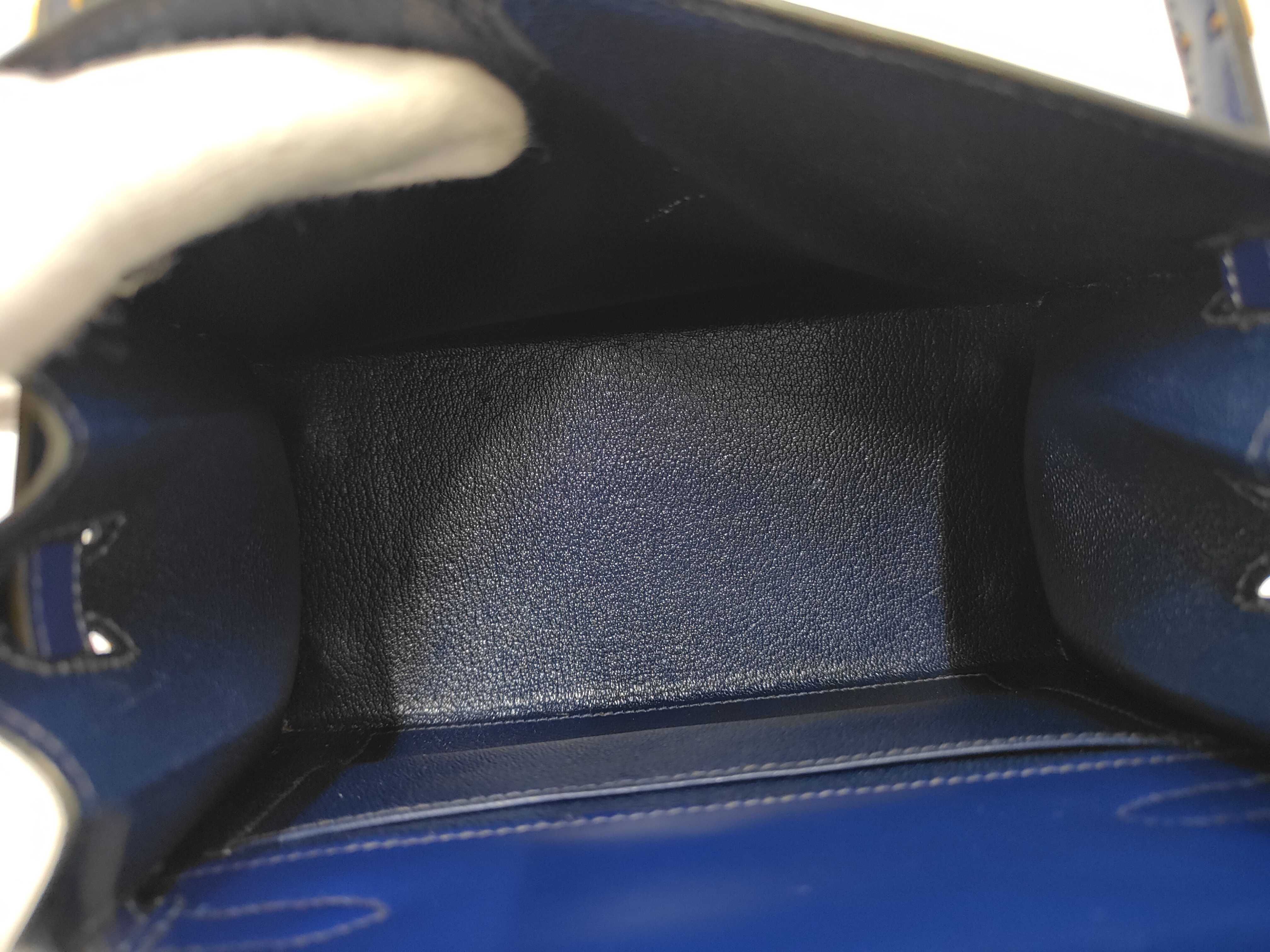 Mini Kelly 20 2-Way Bag, Box Calf Leather, Blue, R Stamp, Strap, 20 x 14 x 9 cm, Shoulder Strap Approx. 125 cm, Handbag — view 9