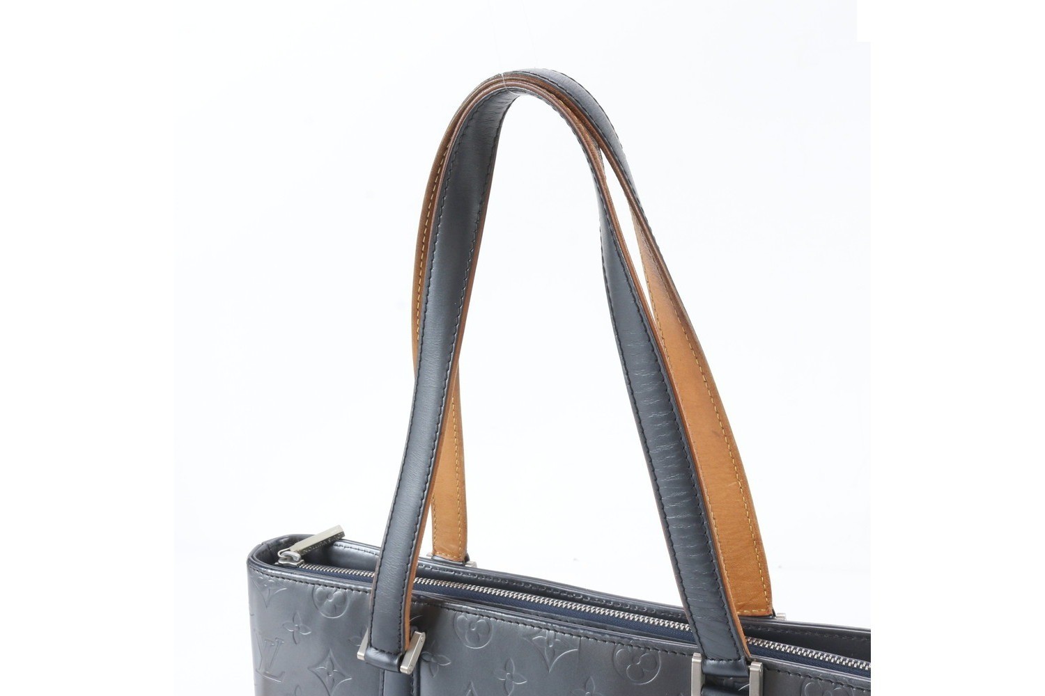 Monogram Matte Wilwood M55105 Blue Leather Tote Bag — view 2