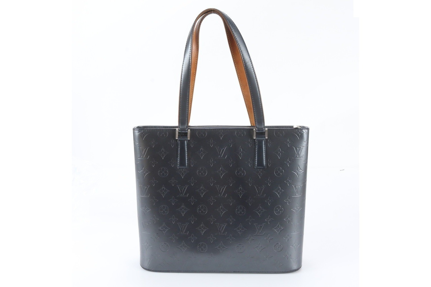 Monogram Matte Wilwood M55105 Blue Leather Tote Bag — view 3