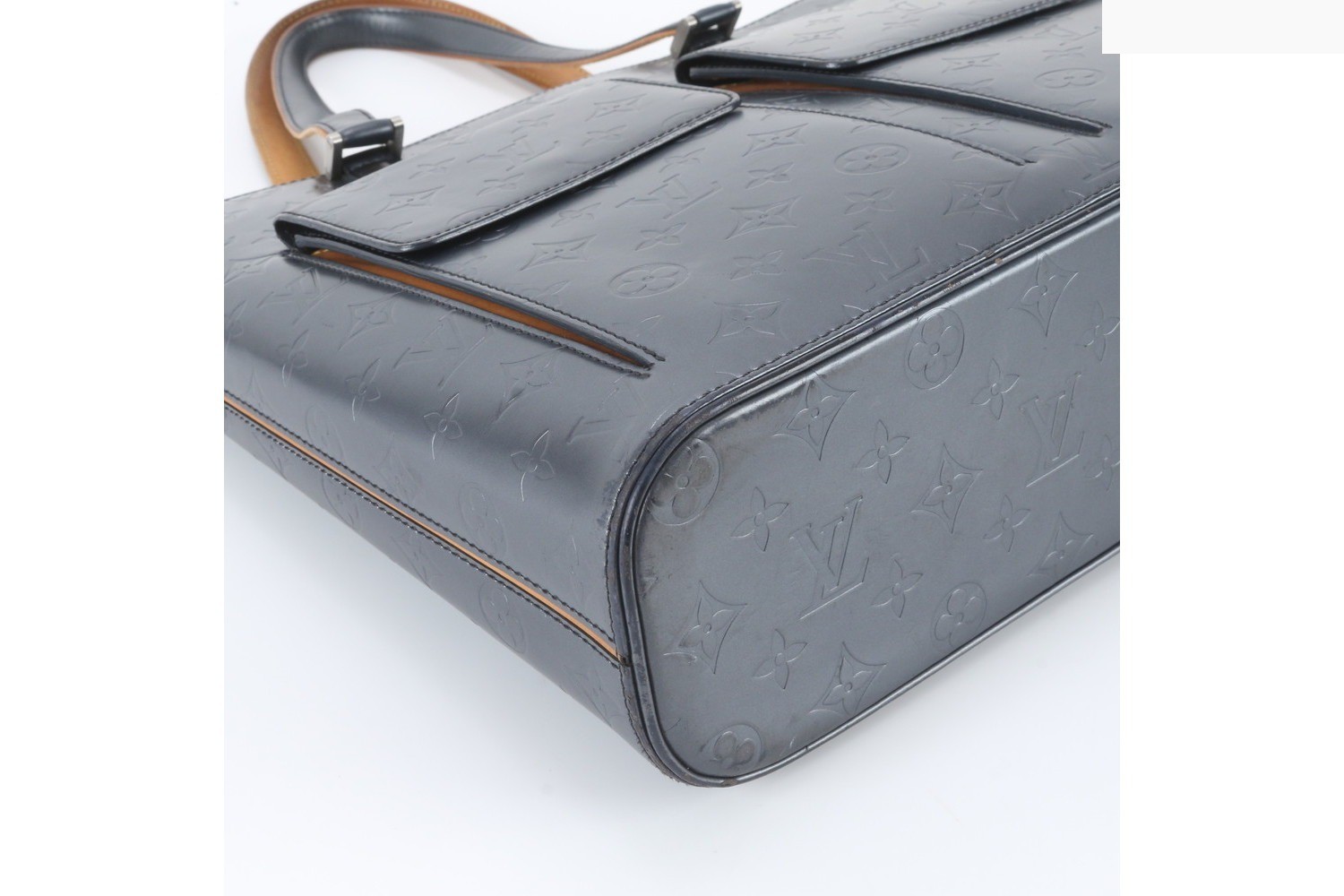 Monogram Matte Wilwood M55105 Blue Leather Tote Bag — view 5