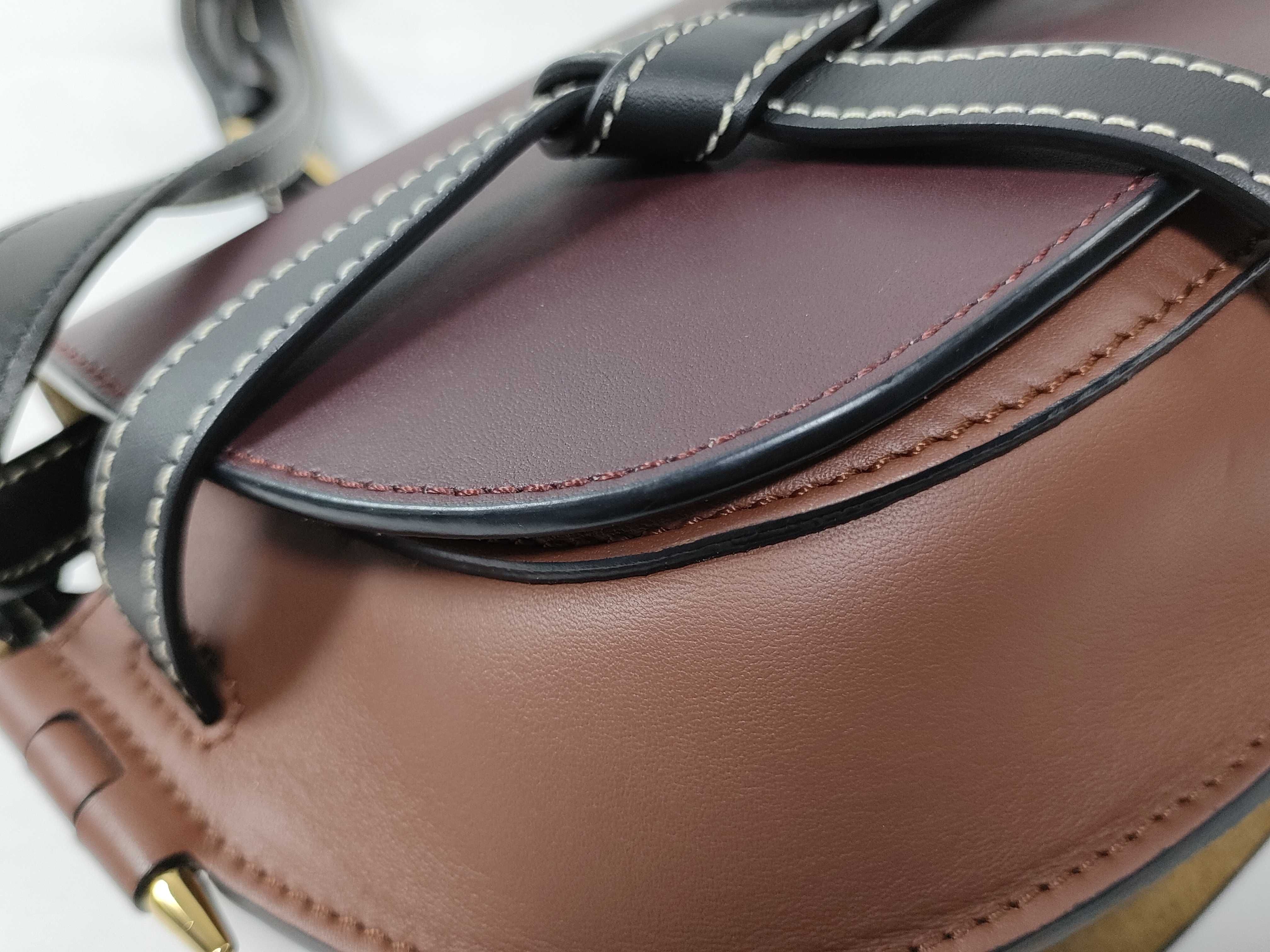 Minigate Leather Shoulder Bag, Brown — view 4