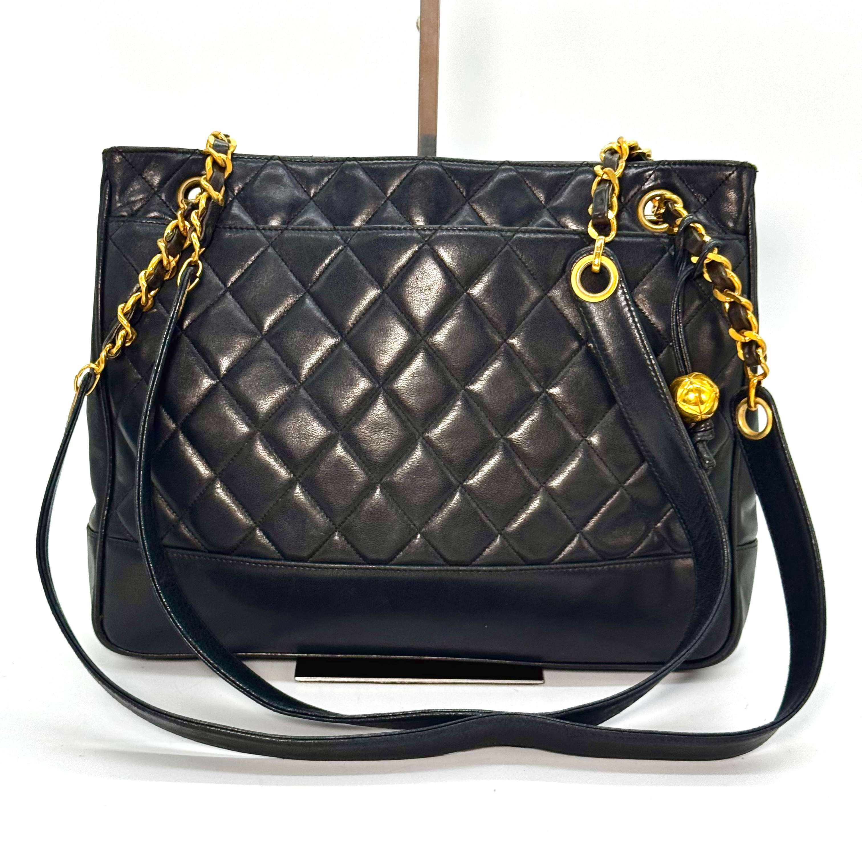 Matelassé Lambskin Coco Ball Shoulder Bag, Black, No Serial Number Sticker.