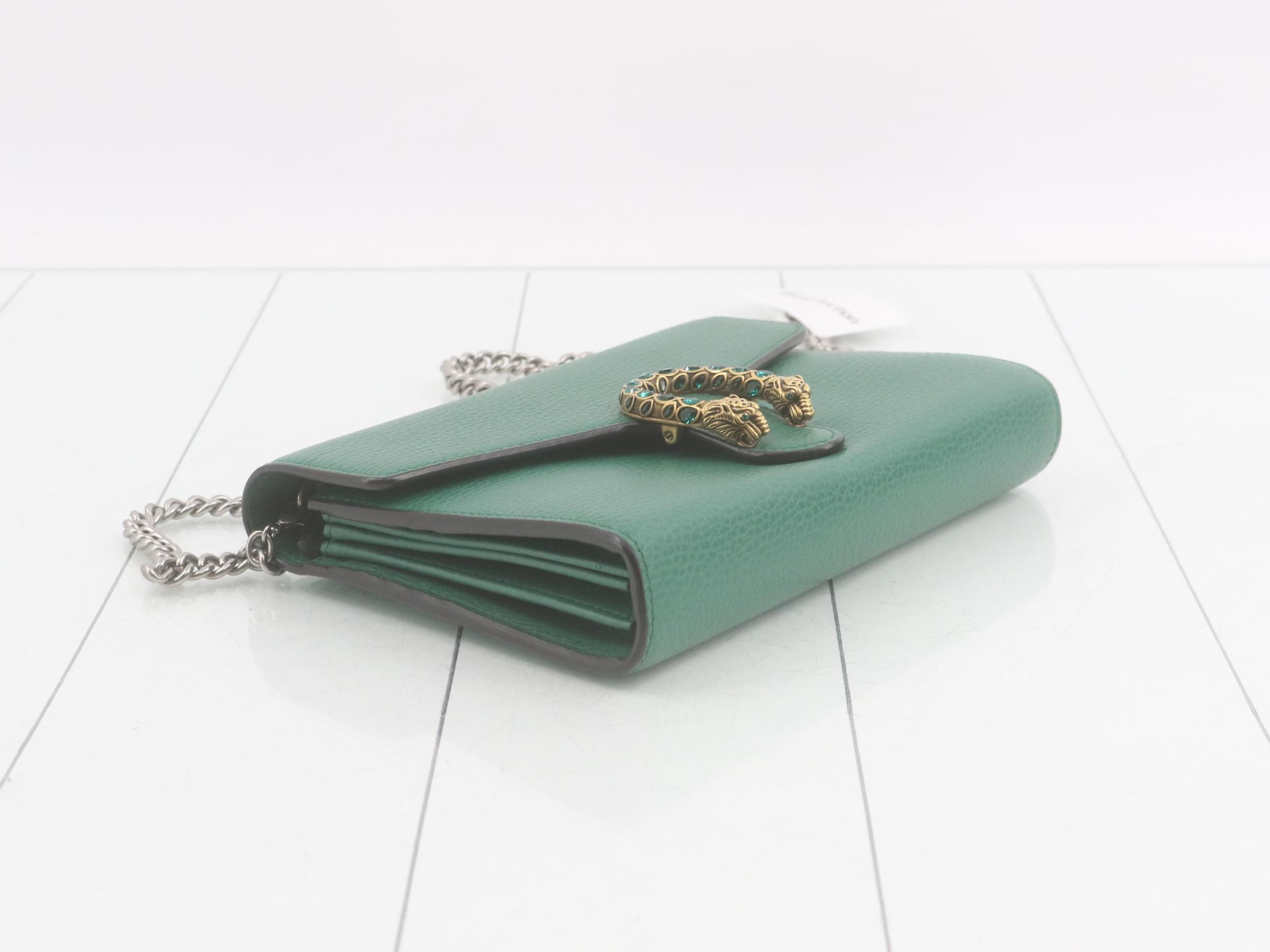 Dionysus Leather Chain Wallet, Green, 401231 — view 5