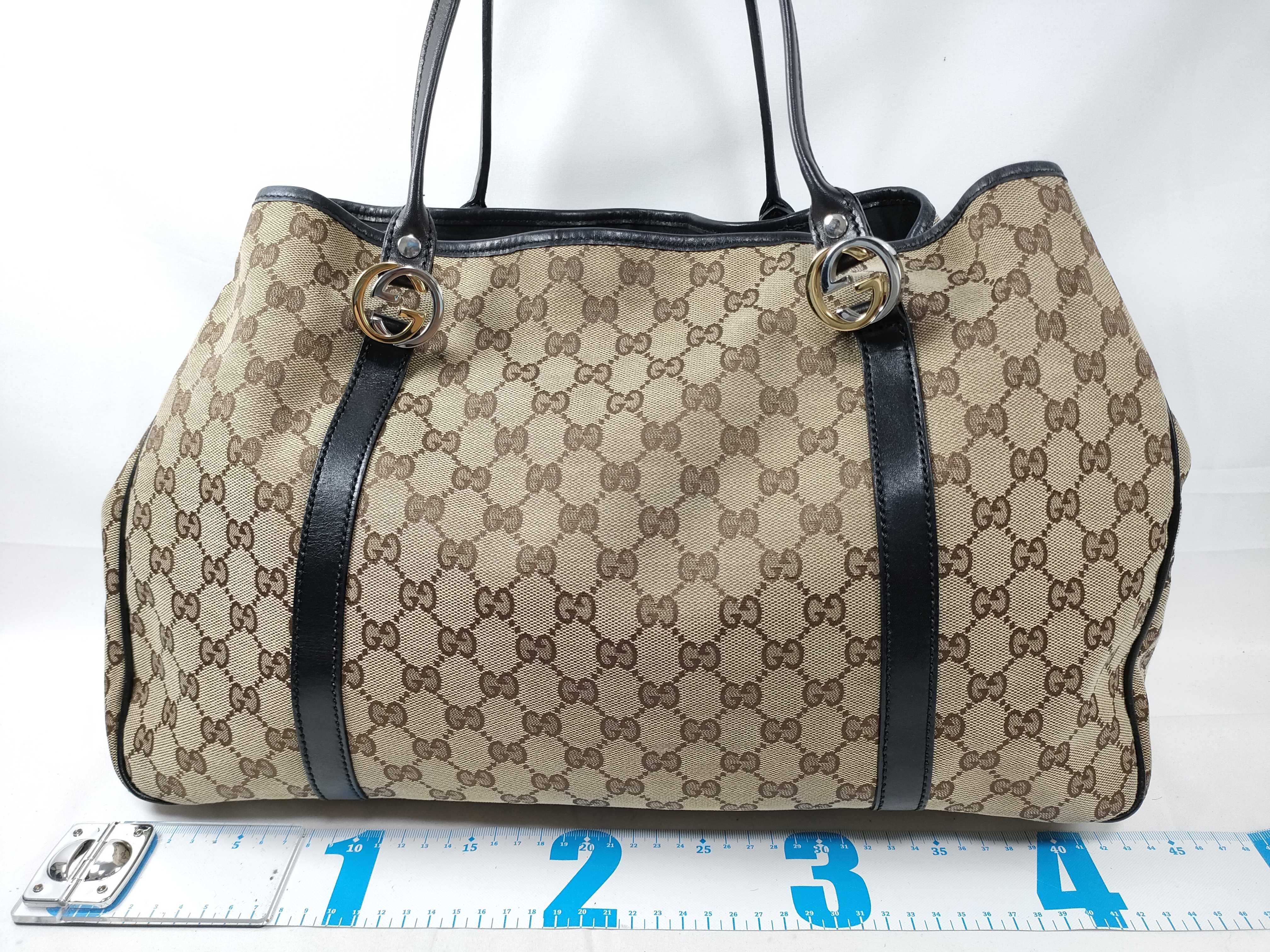 GG Canvas Tote Bag, Beige x Brown, 232956 — view 2