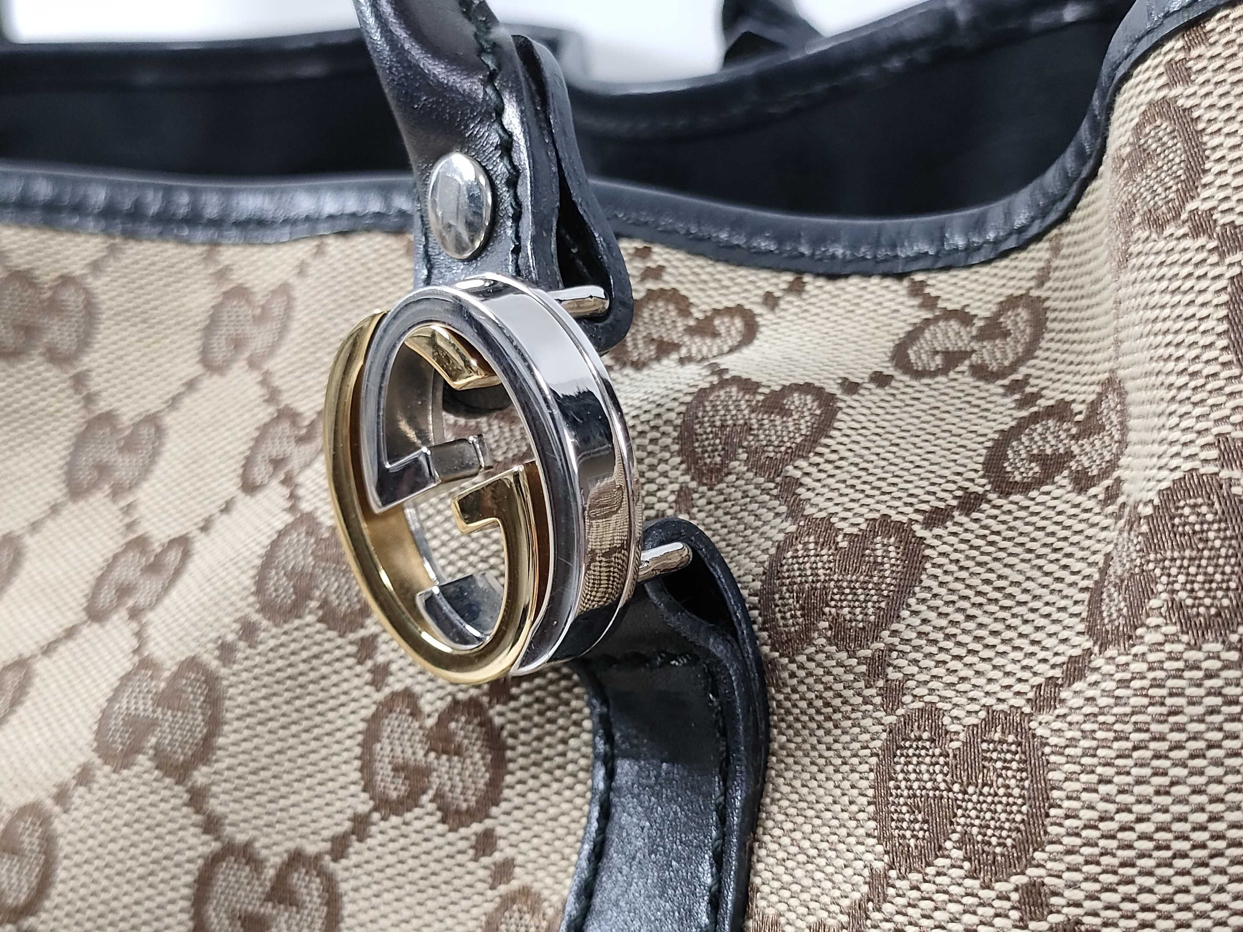 GG Canvas Tote Bag, Beige x Brown, 232956 — view 4