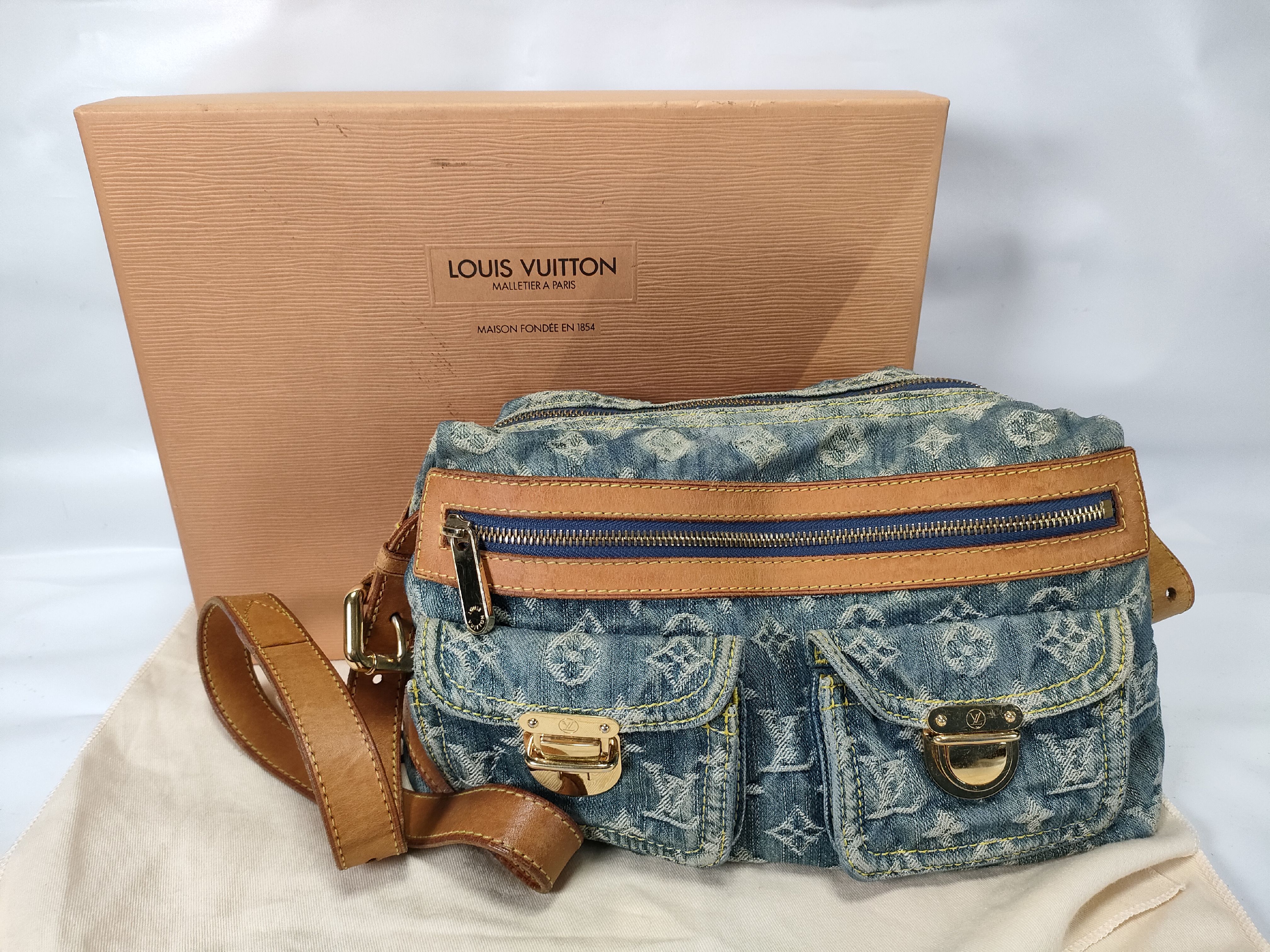 Monogram Denim Baggy PM M95049 FL1006 Blue Shoulder Bag