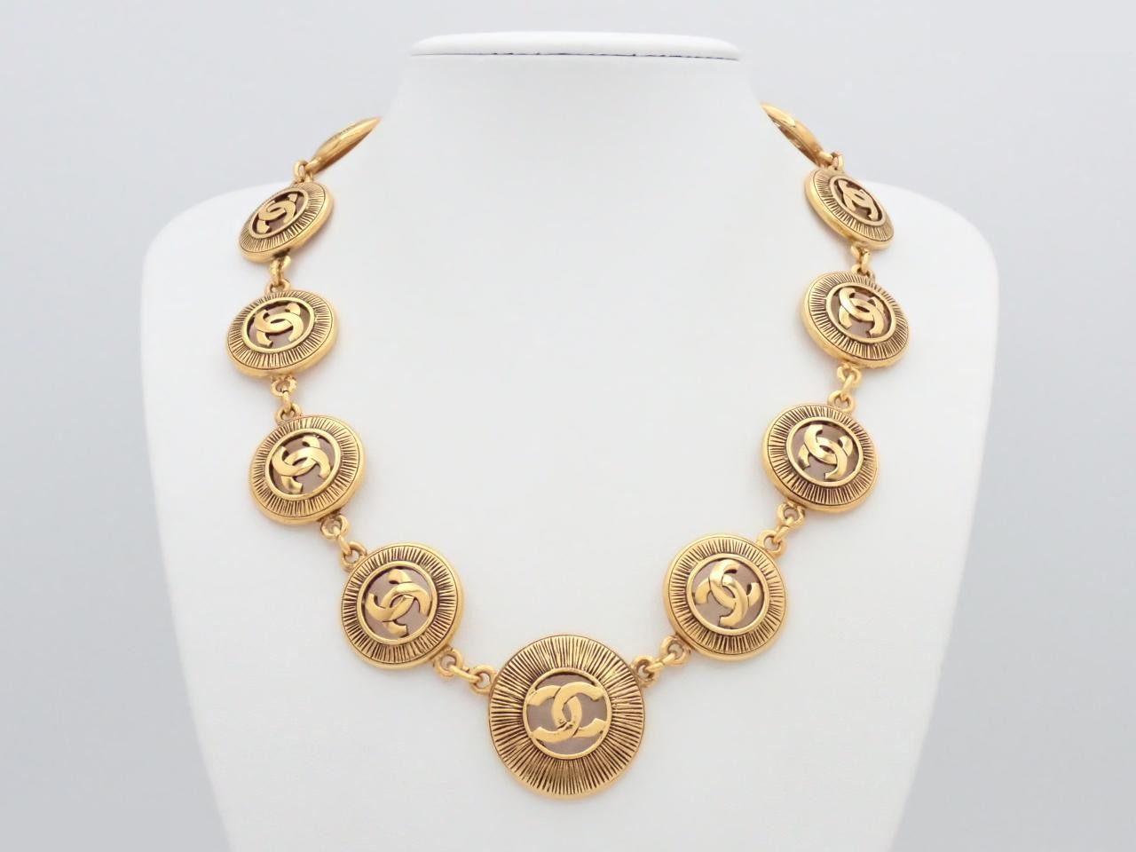 Coco Mark Gold Necklace, Total Length Approx. 50cm — view 3