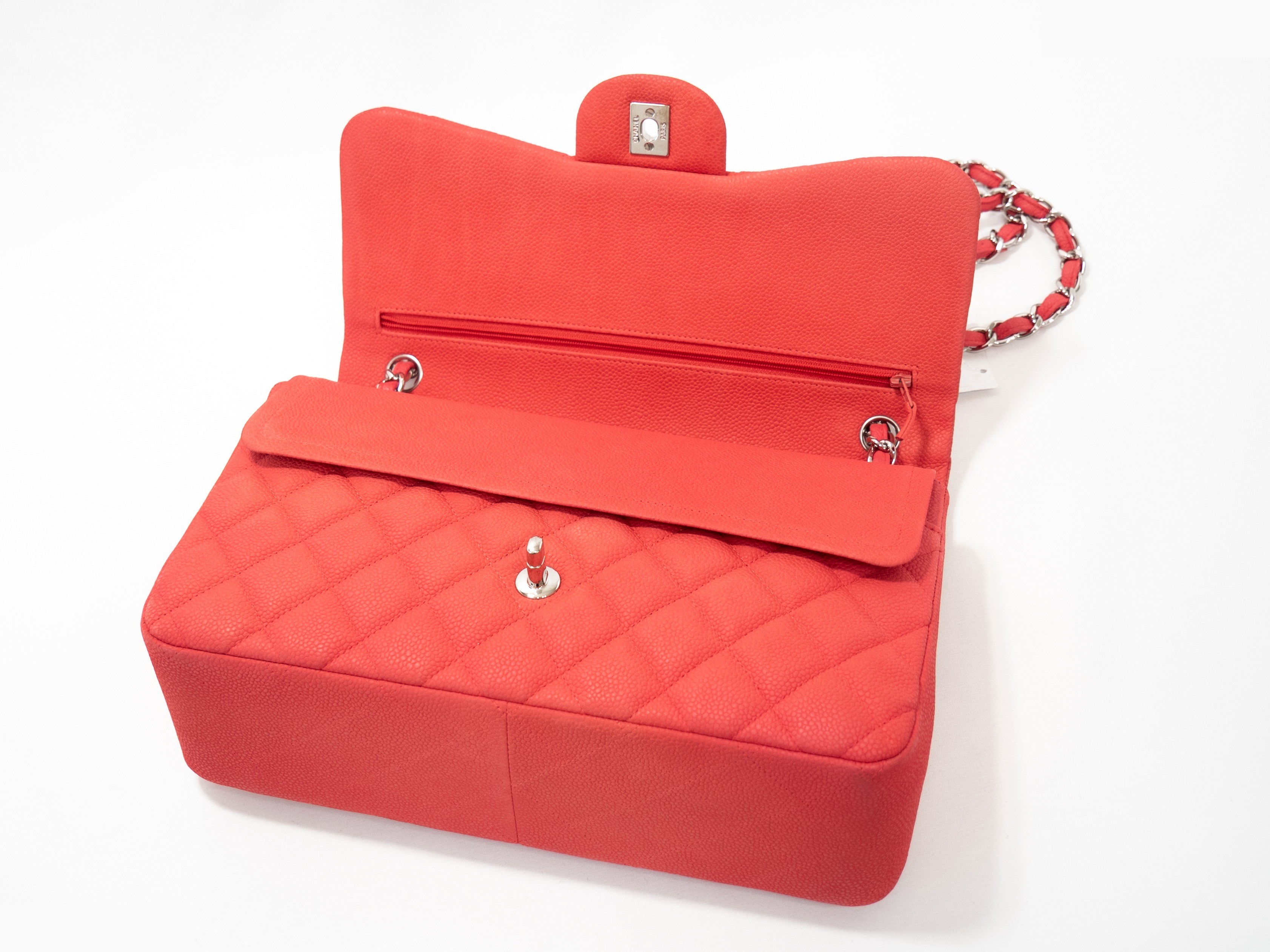 Large Matelassé Double Flap Seal Card Caviar Skin — view 8